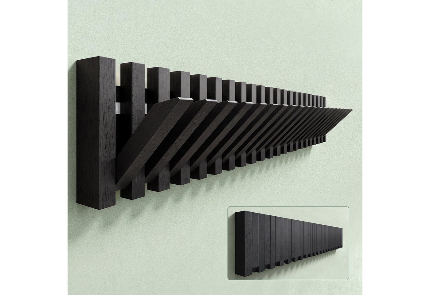 Mai & Mai Wandgarderobe Garderobenleiste Kleiderhaken Wandhaken aus Holz magnetisch Twigro-01, aus Holz