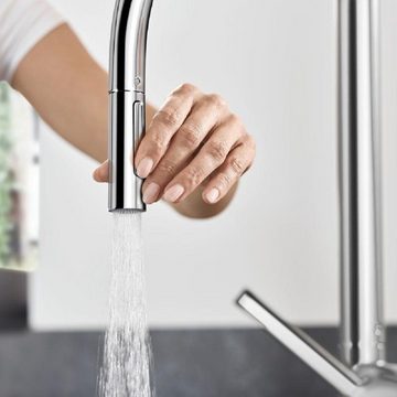 hansgrohe Küchenarmatur Talis Einhebel Küchenarmatur mit ausziehbarem Auslauf, Armatur Küche (Warmwasserarmatur & Kaltwasserarmatur, Kaltwassserhahn, Kaltwasser, Wasserhahn für Durchlauferhitzer geeignet, Spültischarmatur grohe) Küchenarmaturen Edelstahl Ausziehbar, Einhebelmischer Küchenspüle