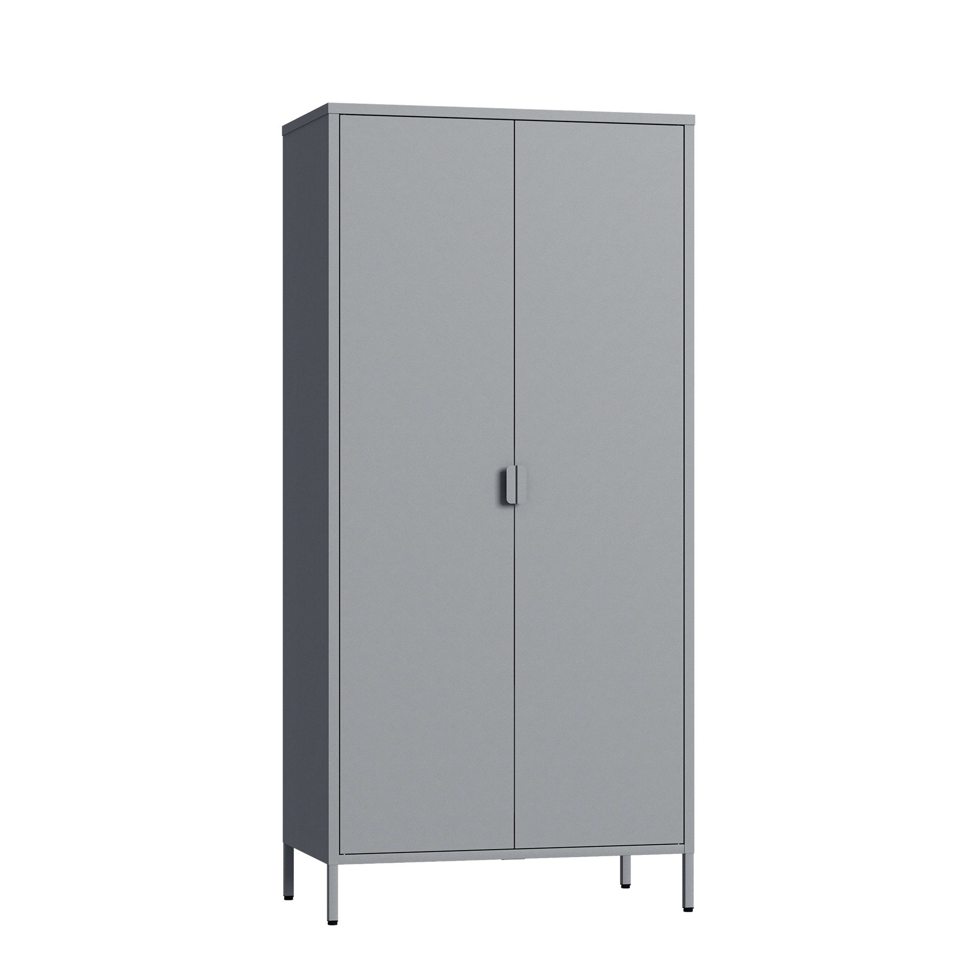 en.casa Kleiderschrank »Esteli« 170 x 80 x 45 cm mit 2 Türen Stahl Grau