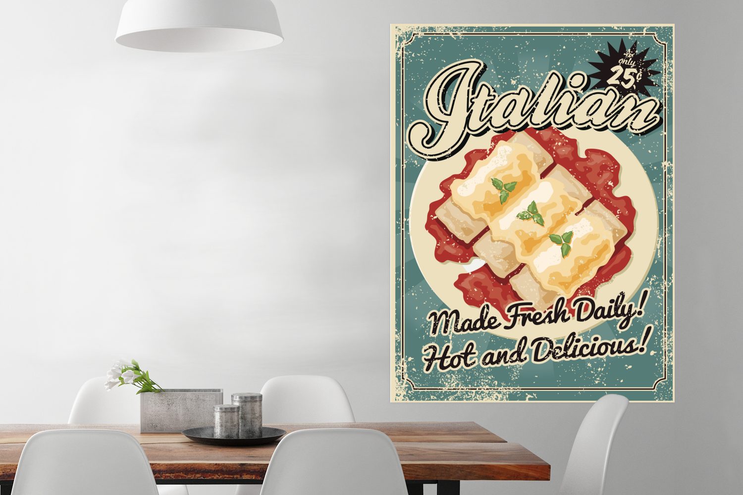 MuchoWow Poster Vintage Werbeplakat Italienisches Essen, (1 St), Wandbild, Deko, Schlafzimmer, Wohnzimmer, Qualitätsdruck Dickes Papier