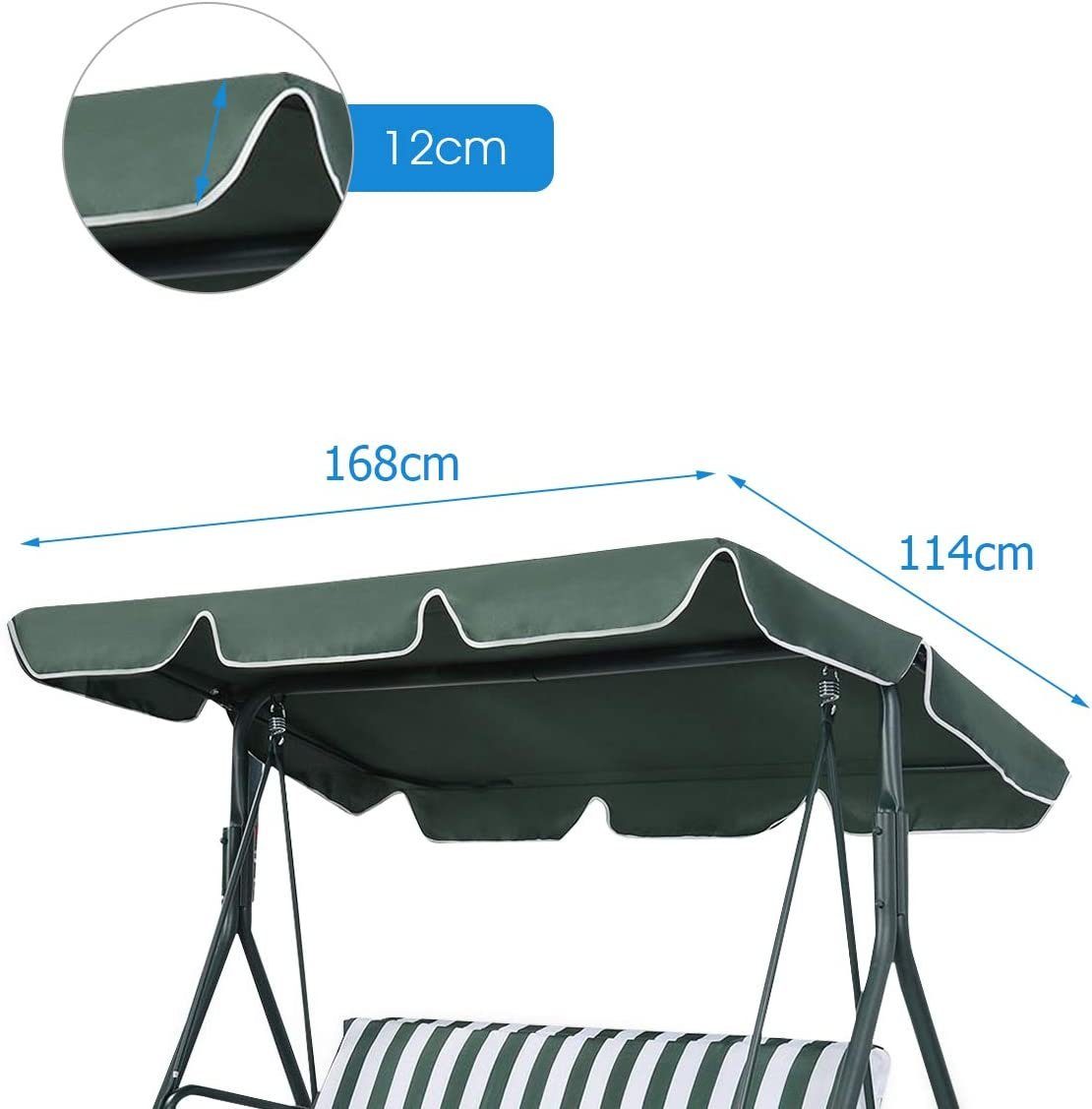 KOMFOTTEU Sonnenschutz Hollywoodschaukel,2 Sitze, 168x114cm Erastzbezug günstig online kaufen