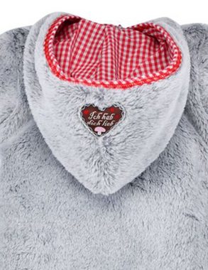 BONDI Strampler Kuscheliger Baby Fleece-Overall "Herzilein" 86566 - Grau Rot, Wintermode Mädchen