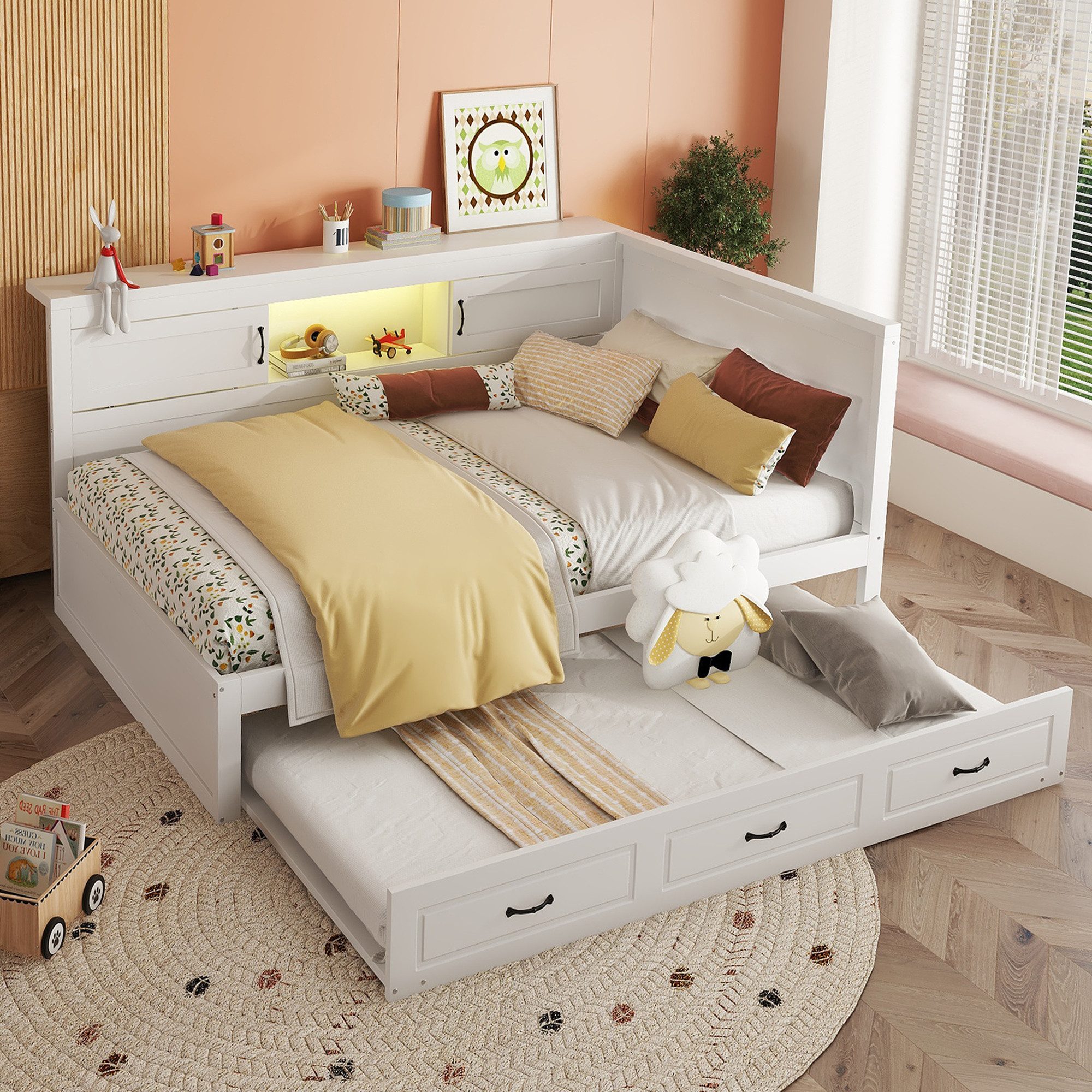 Flieks Daybett, LED Tagesbett Kinderbett 140x200cm günstig online kaufen