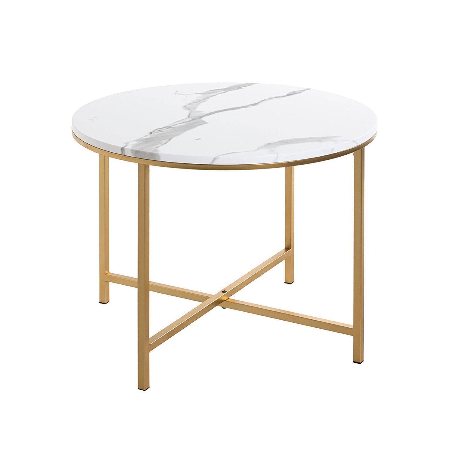 Beistelltisch ALBUFEIRA Tisch - gold-marmoroptik - MDF, Metall - H. 45cm - Sofatisch