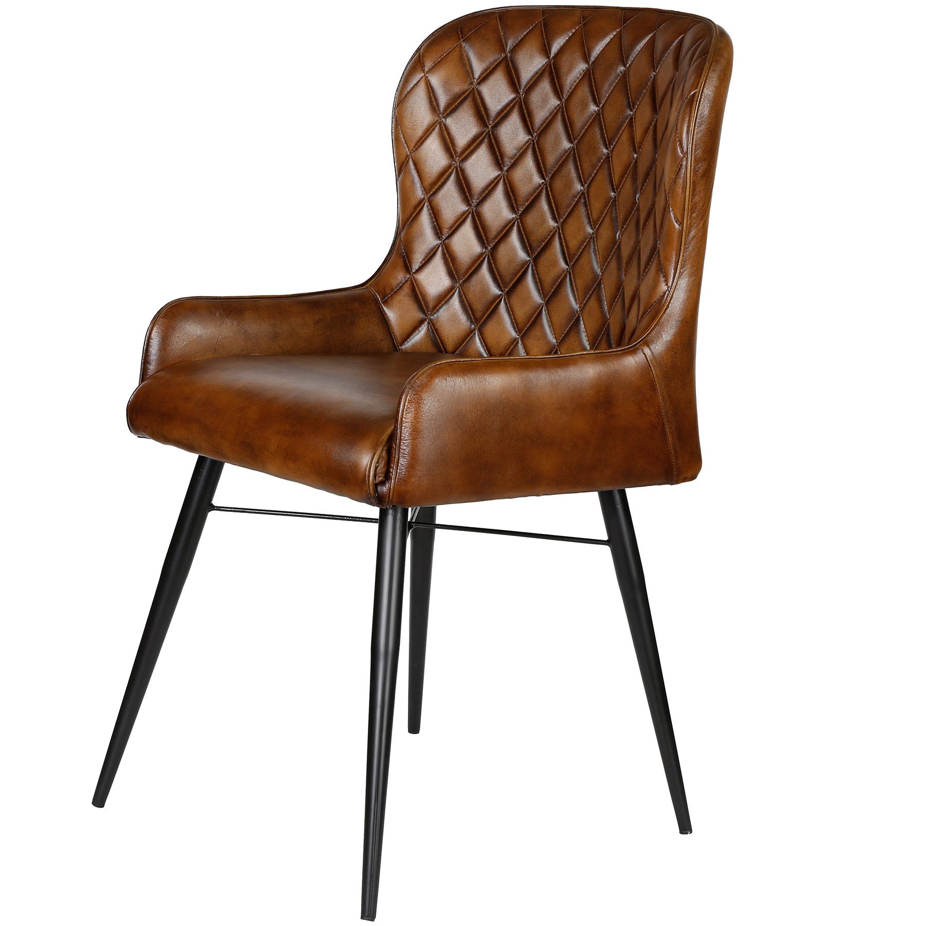 Casa Moro Polsterstuhl Esszimmerstuhl mit Armlehnen – Lederstuhl, Echtleder günstig online kaufen