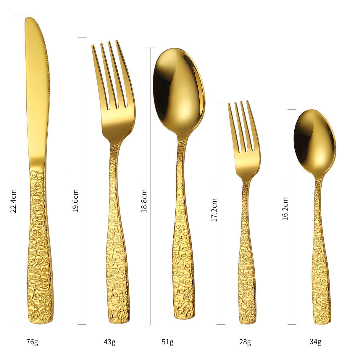 KingLux Besteck-Set 20-teiliges Besteck-Set mit Totenkopf-Muster für 4 Personen (20-tlg), 4 Personen, Edelstahl