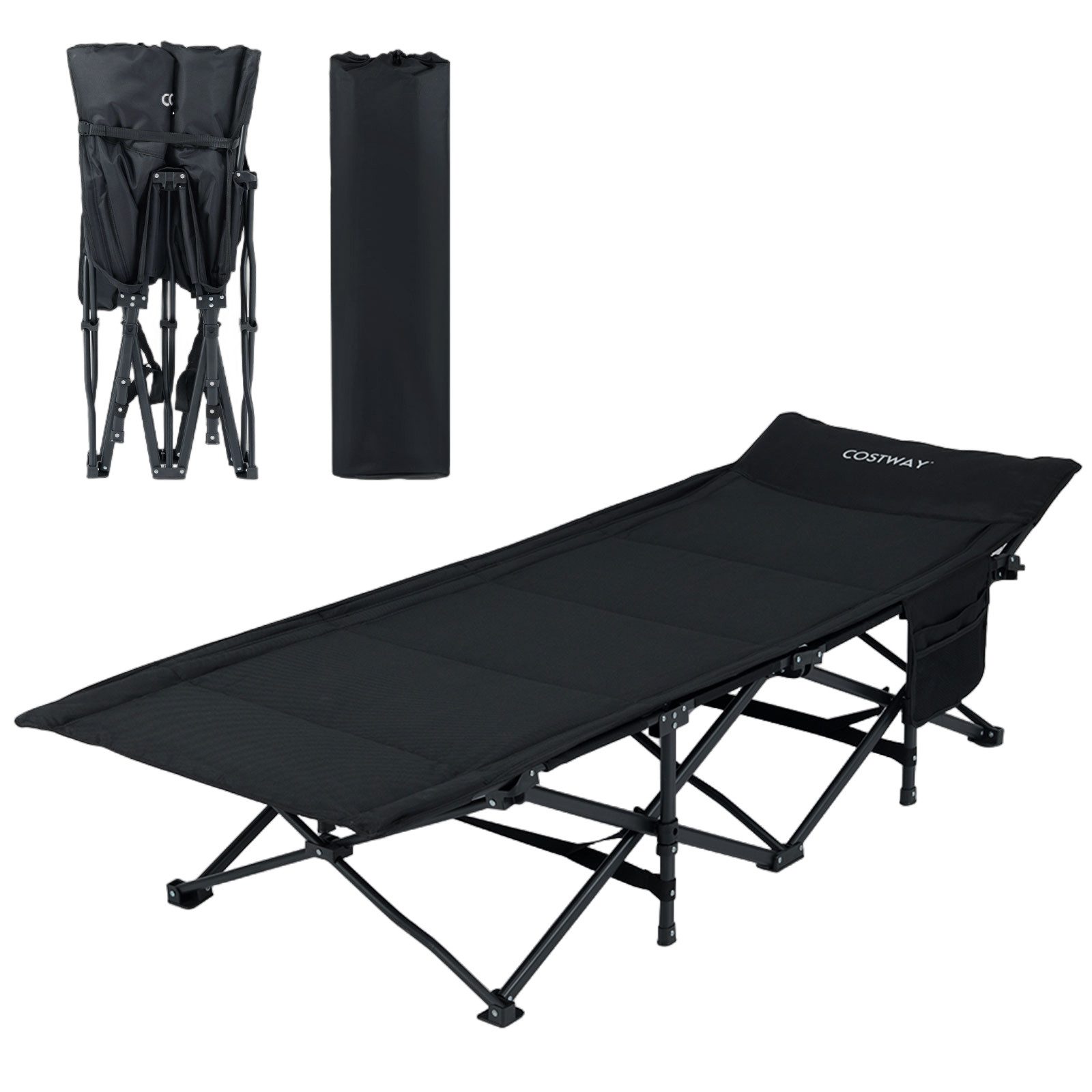 COSTWAY Campingliege Campingbett klappbar mit 10-Punkt-Stützen, Feldbett