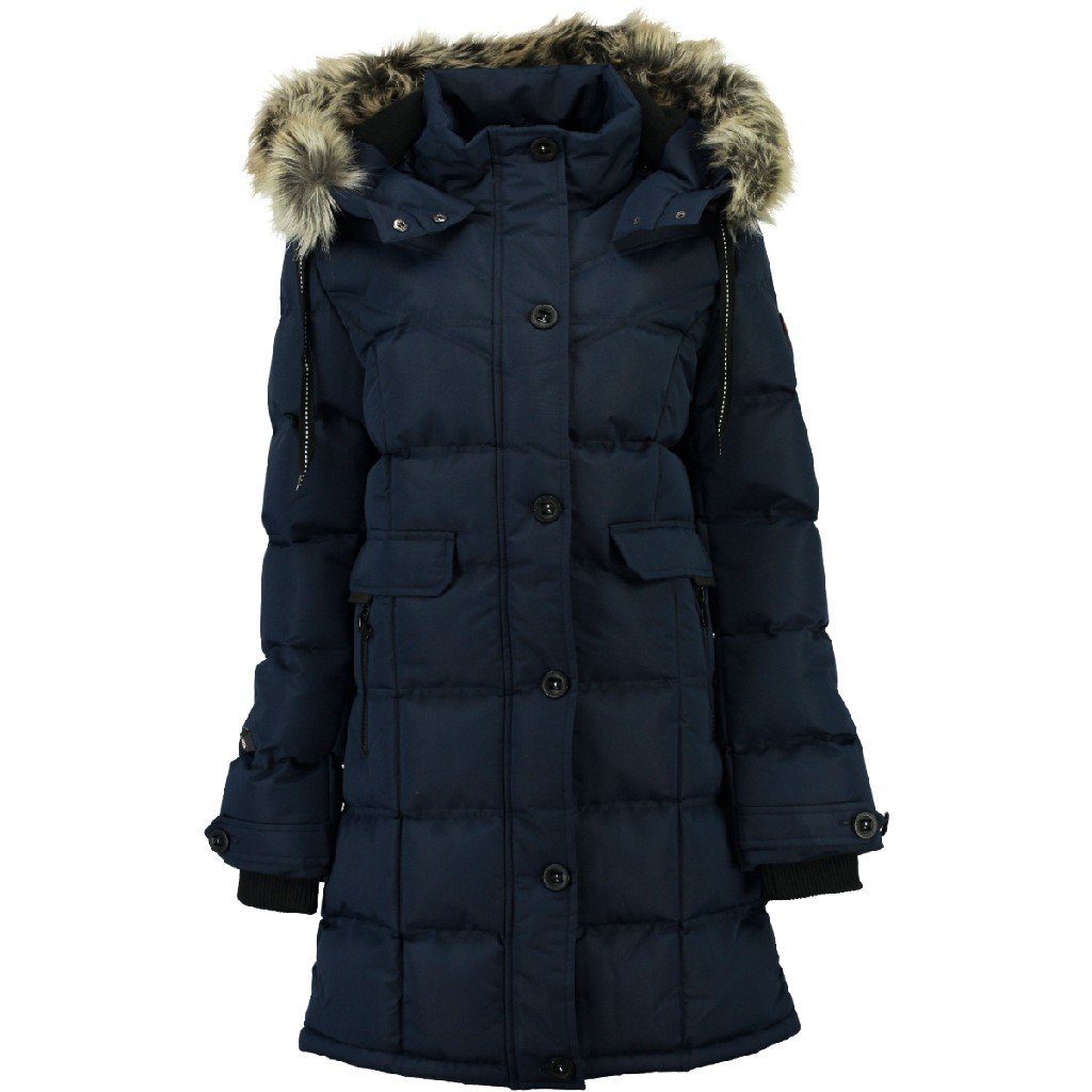 Geographical abnehmbare Kunstfellbesatz Calory Kapuze, Winterjacke Norway Navy abnehmbar