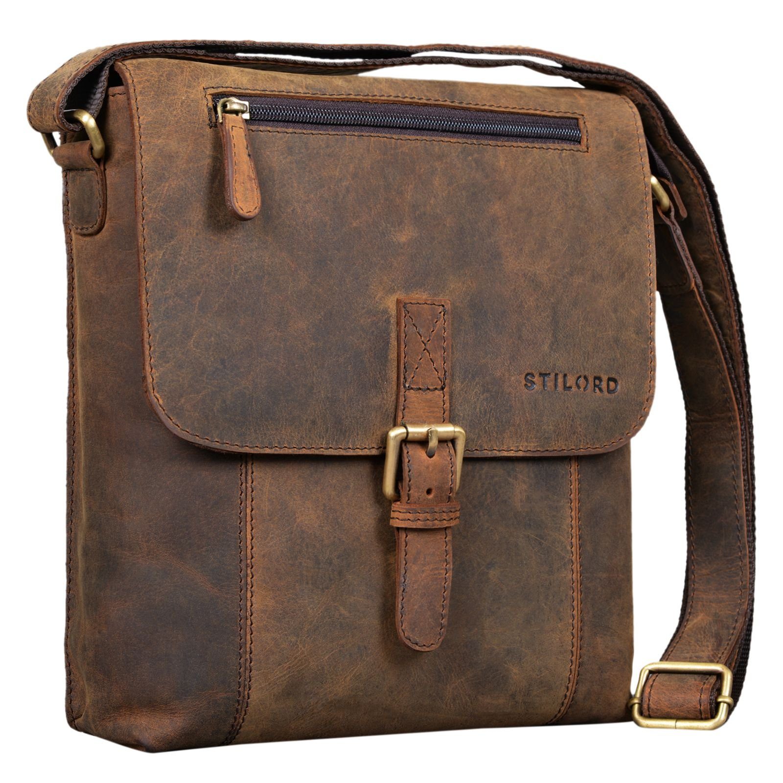 STILORD Messenger Bag "Matthias" Herren Umhängetasche Leder Vintage colorado - braun