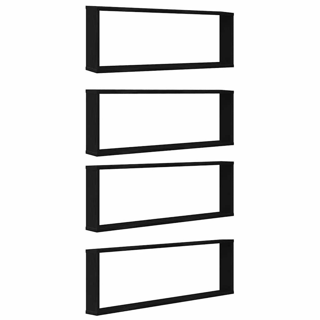 vidaXL Regal Würfelregale 4 Stk. Schwarz Eichen-Optik 100x15x30 cm, 4-tlg. günstig online kaufen