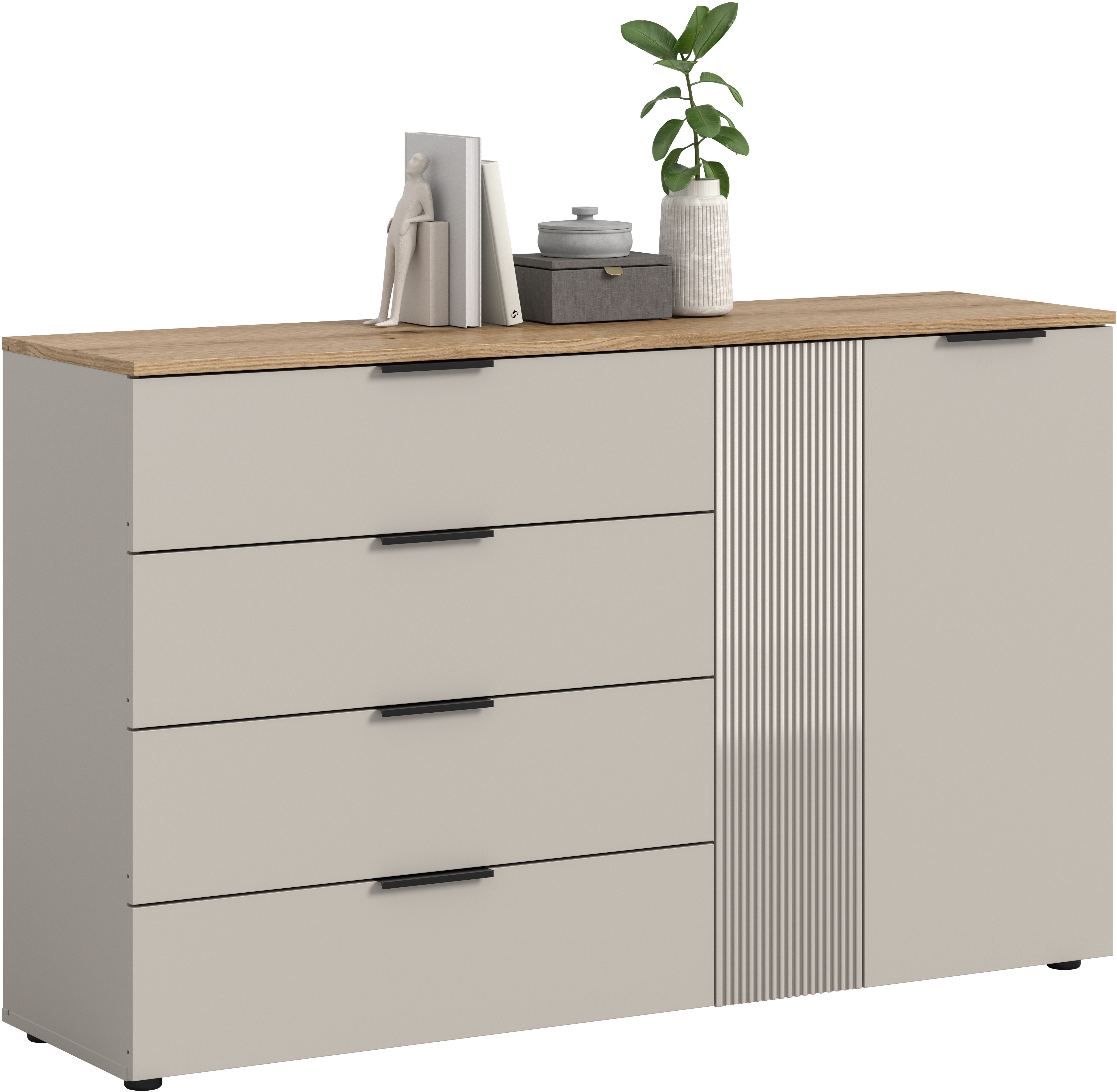 Home affaire Sideboard EDIL, Breite 180 cm, 5 Türen, 1 Schubkasten, 5 Einlegeböden, 8 Fächer (moderne Farbkombination, Platz für ca. 20 …