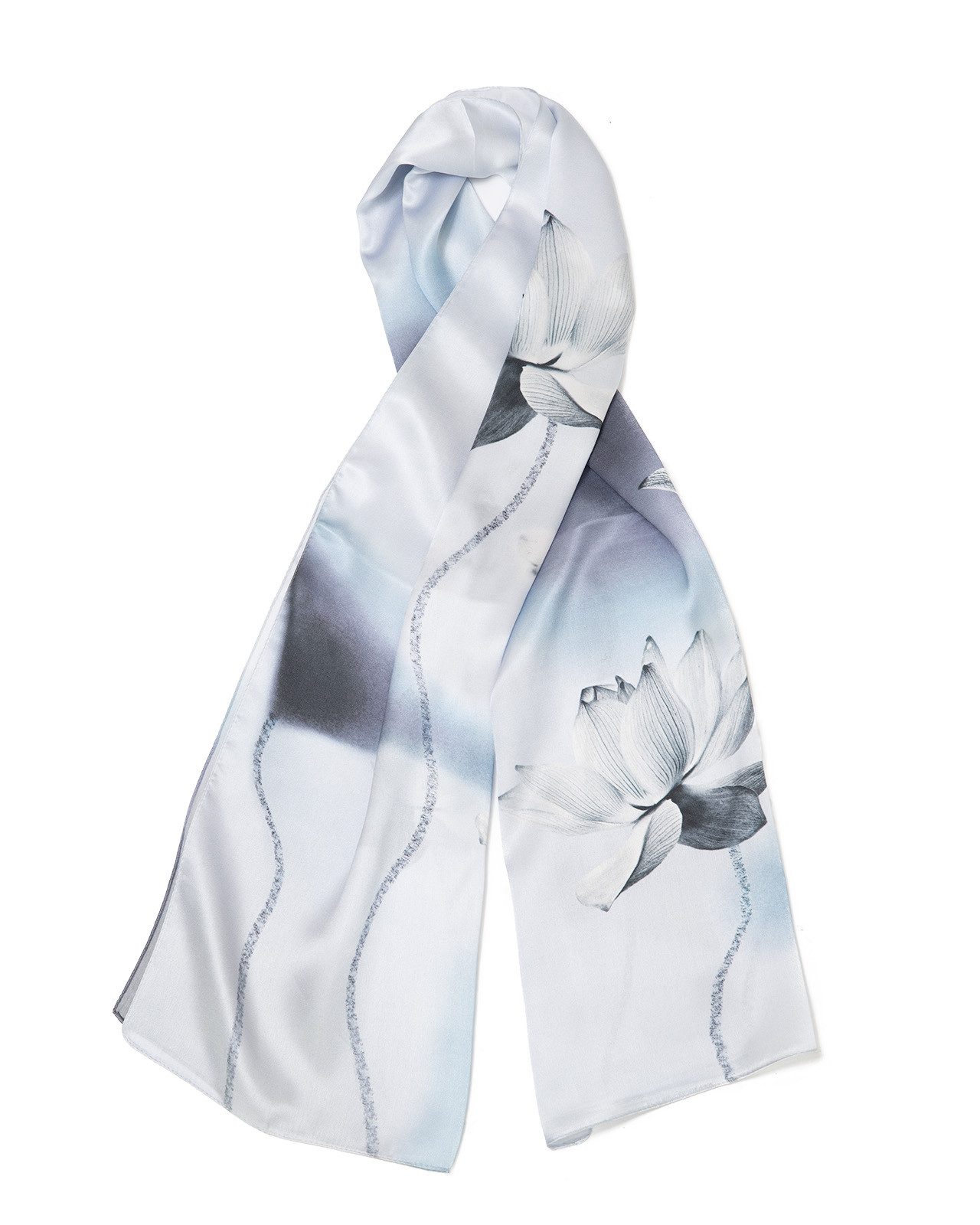 Seidenschal Lotus Grazie 55 x 175 cm, leichter Damenschal, alljährig