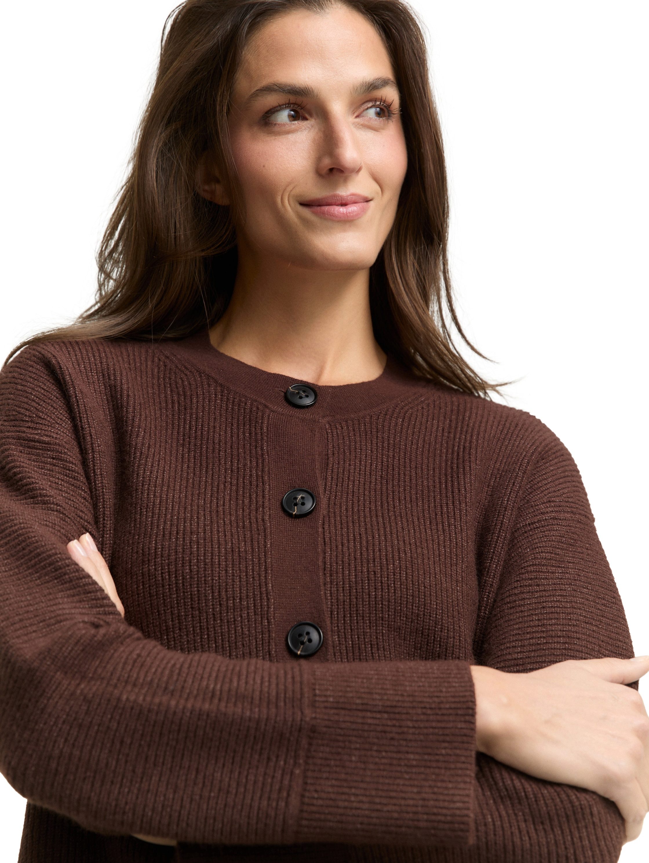 TOM TAILOR Strickjacke mit Rippbündchen