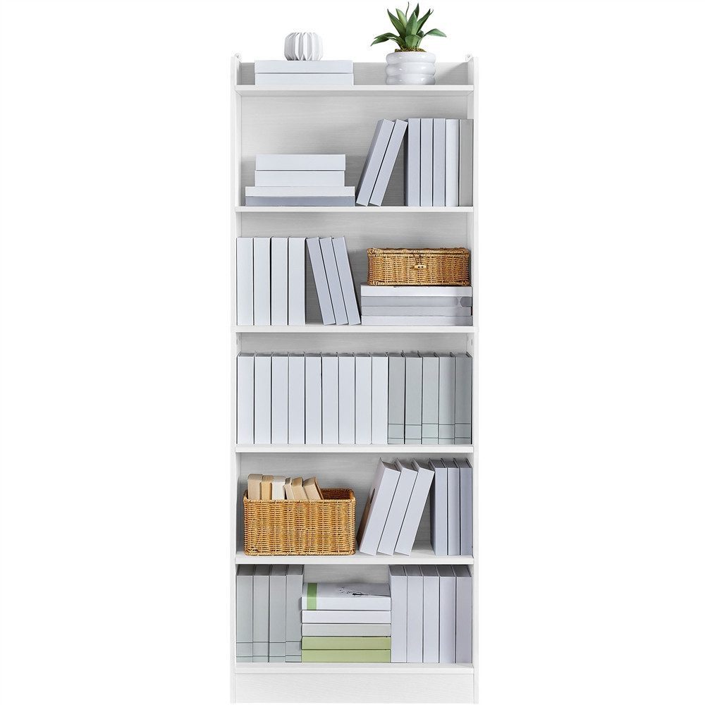 Yaheetech Bücherregal Standregal 161,5/180 cm (H), 1-tlg., Schmales Regal Bücherschrank mit 6 Ebenen, 1 verstellbarer Regalboden