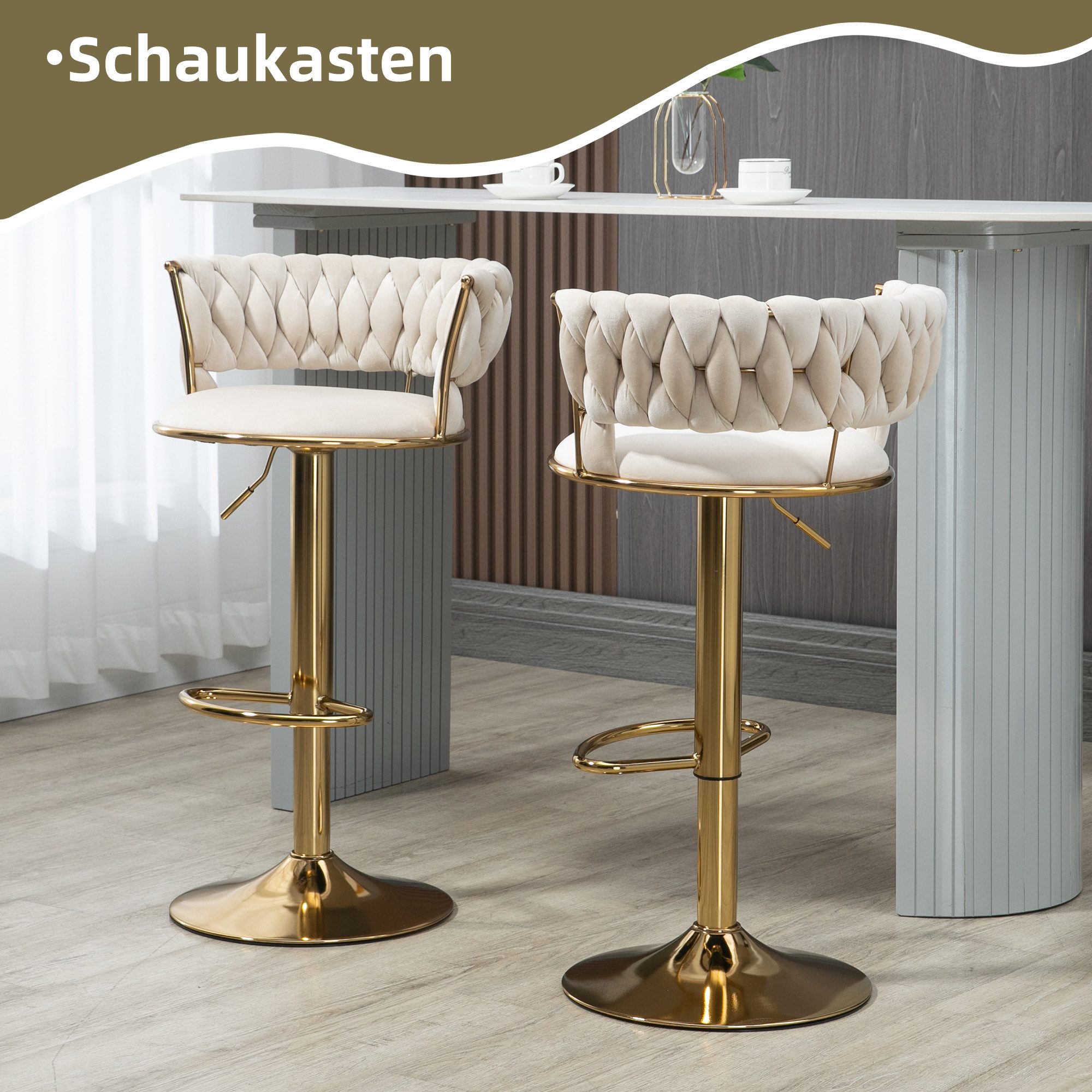 LVHOM Barhocker silber/goldene Stuhlbeine, Moderne Samt-Hochstuhl/Barstuhl günstig online kaufen