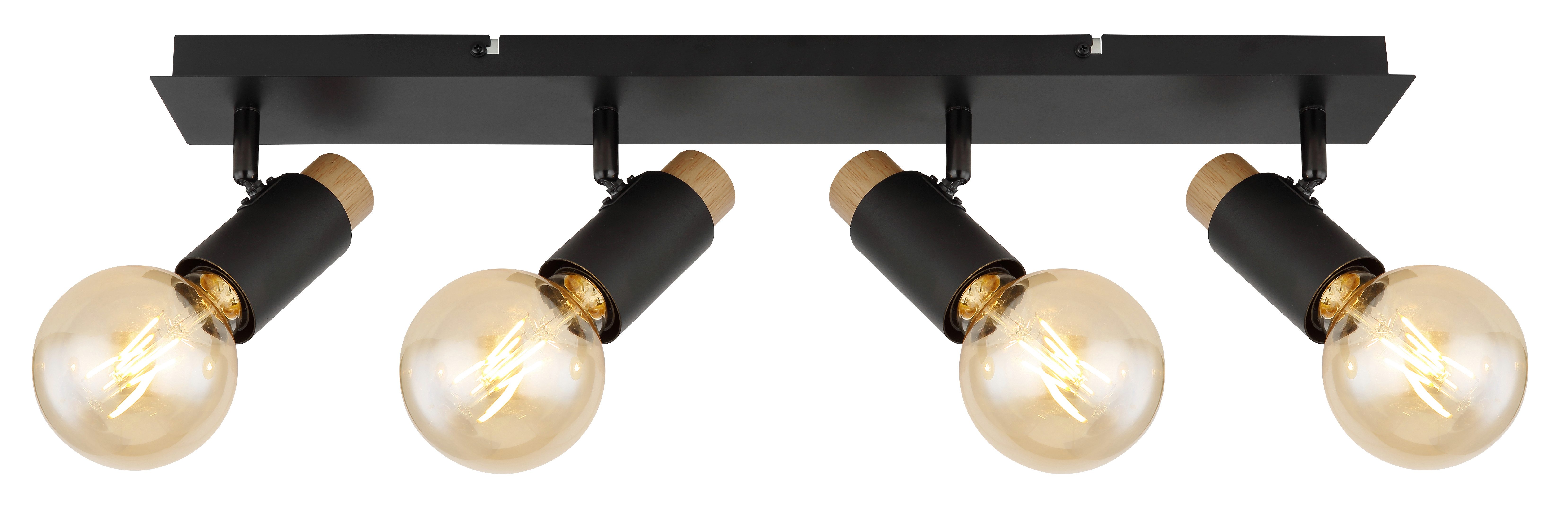 GLOBO LIGHTING Deckenspot MATTI, Leuchtmittel wechselbar, Holzoptik Strahler schwarz matt, beweglich, für Wohnräume