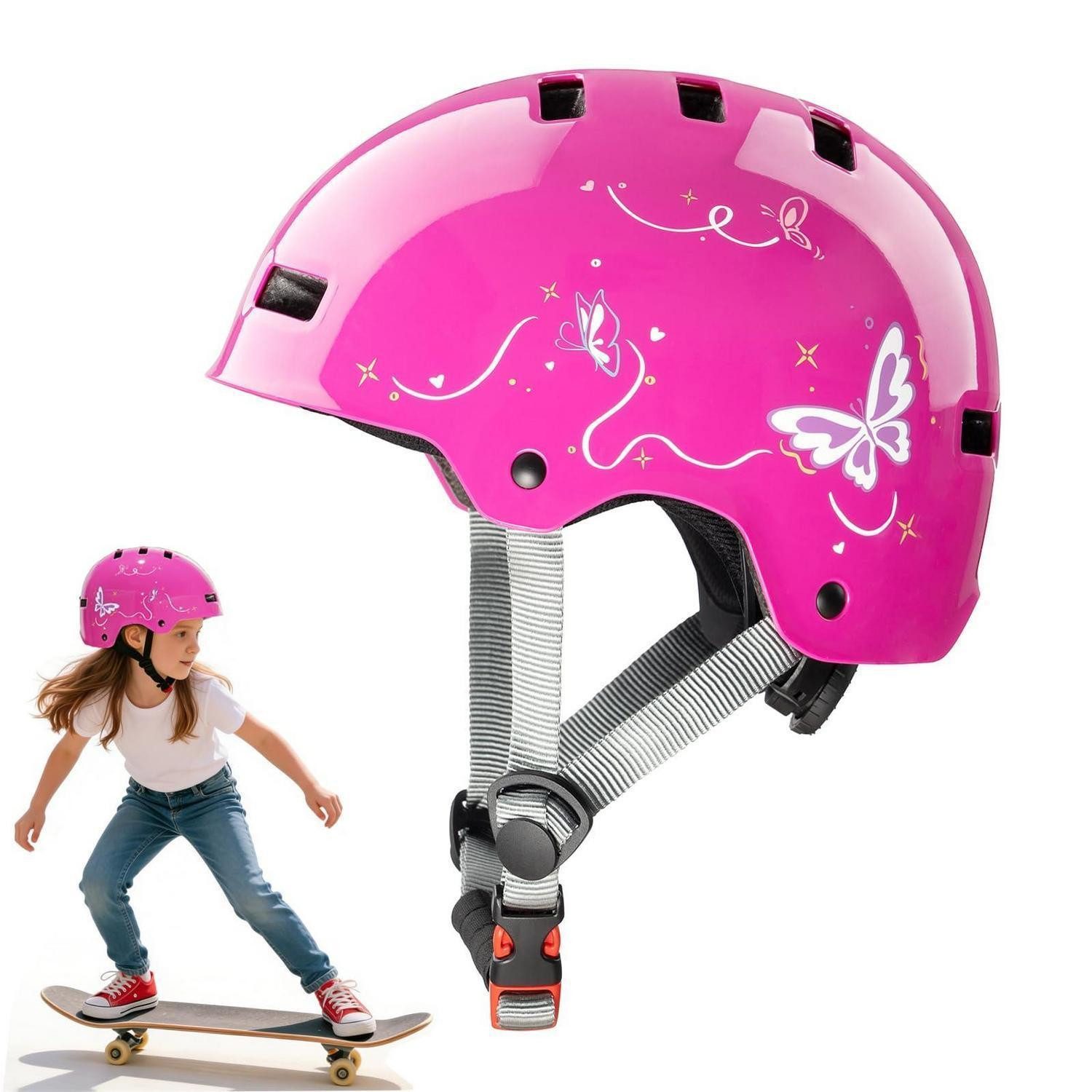 LuxusKollektion Kinderhelm Kinderhelm Verstellbar Rosa Schmetterling M