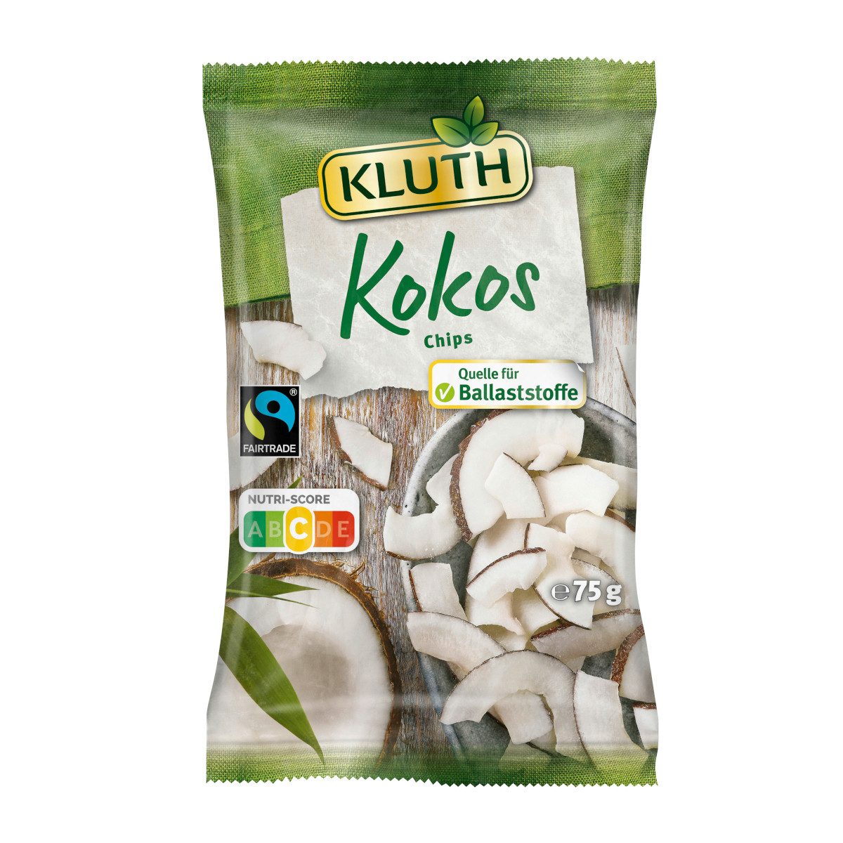 KLUTH Knabberei, Kluth Kokos Chips getrocknet köstliche gesunde Snackoption 75g