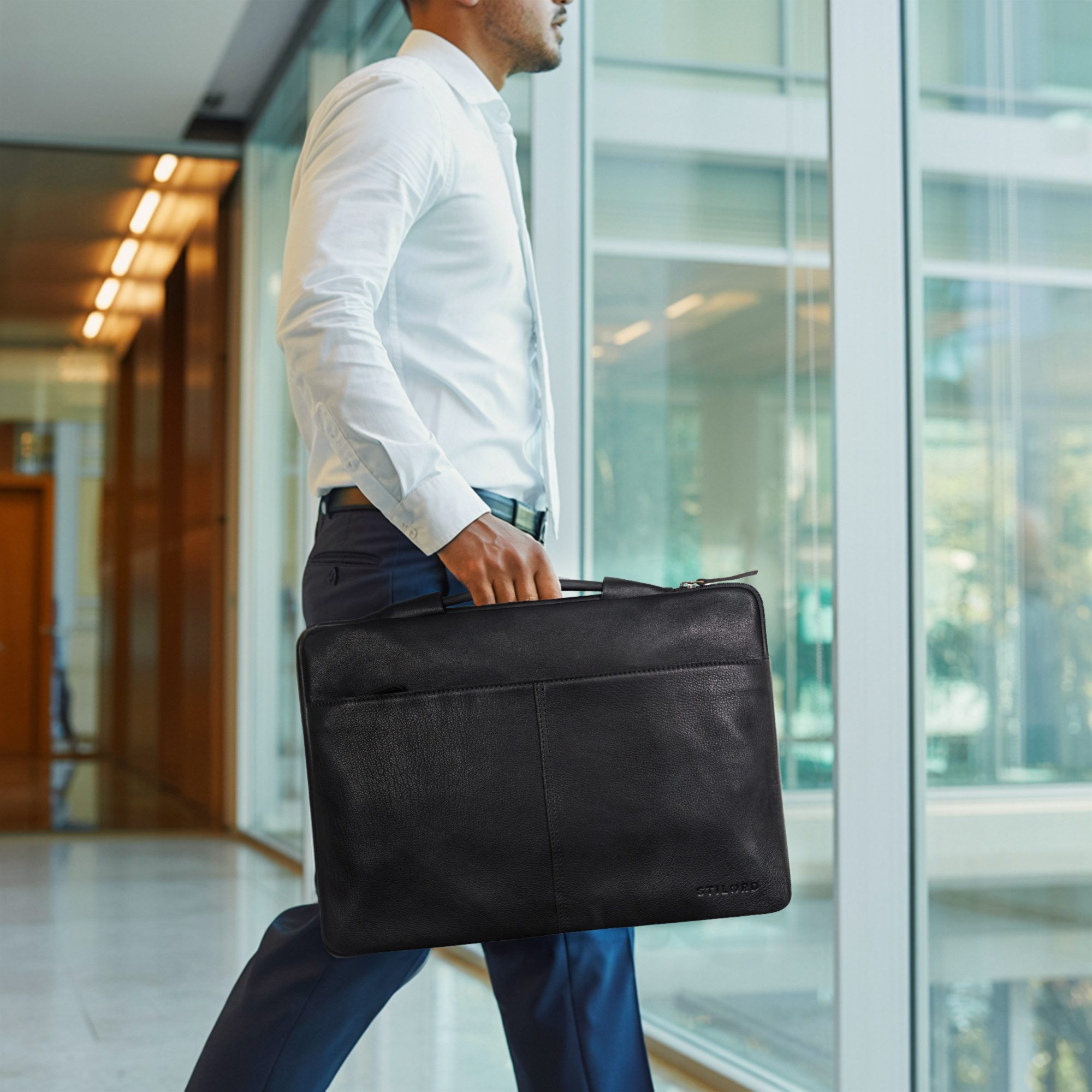 STILORD Laptoptasche "Kit" Laptop Tasche 15.6 Zoll Leder Herren Laptophülle
