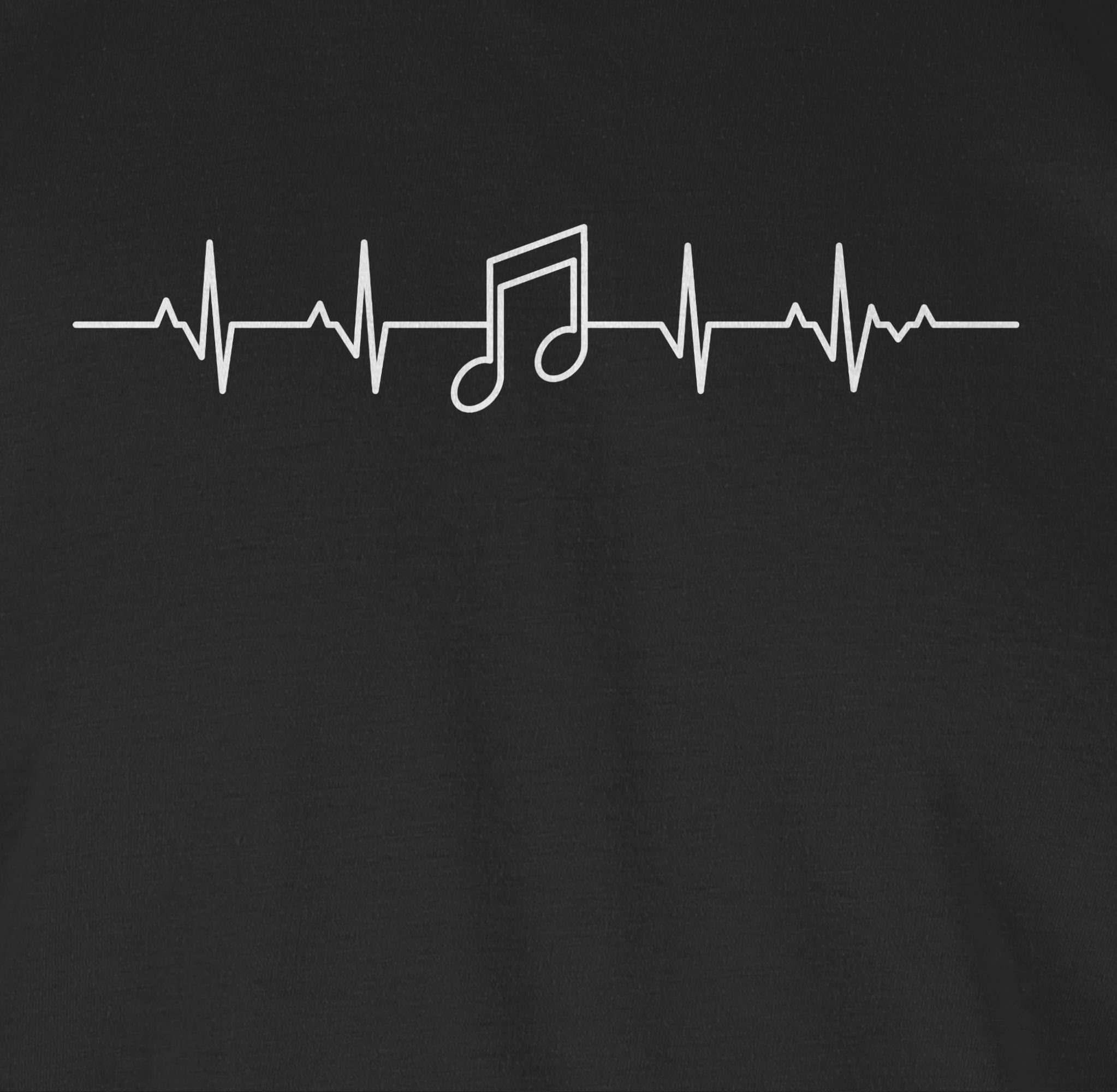 Shirtracer und Outfit Symbol Schwarz Note Musik T-Shirt Herzschlag Zeichen 01