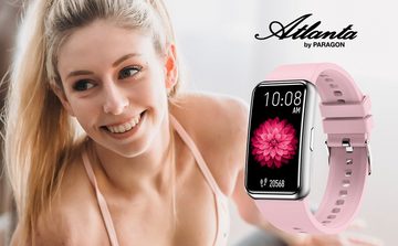Atlanta Smartwatch (1,7 Zoll, Android, iOS), mit Wettervorhersage, Schrittzähler, Stoppuhr, zum Blutdruck messen