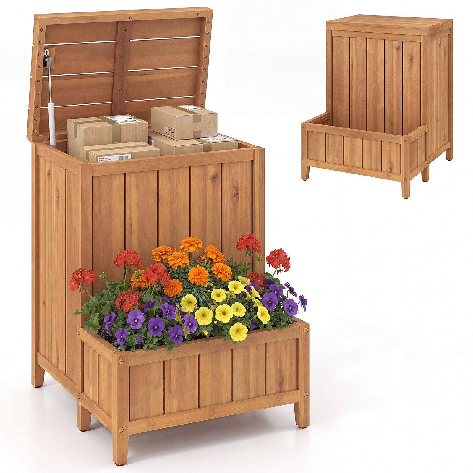 COSTWAY Blumenkasten, Auflagenbox wasserdicht und wetterfest, Aufbewahrungsbox