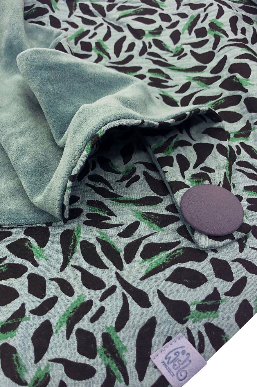 Wishproject® Dreieckstuch Musselin Damen Tuch, Eleganter Schwarz natürlicher Kapuzenschal, Schlauchschal Halstuch Grün & Baumwolle, in aus