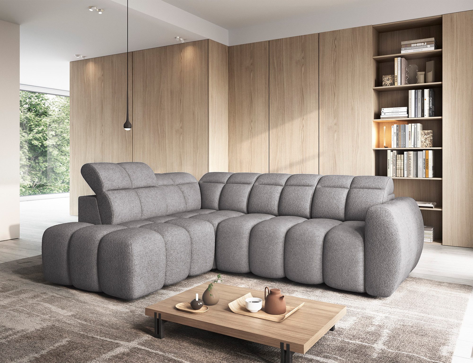 MOEBLO Ecksofa Eagle, modernes L-Sofa mit elektrischer Sitztiefenverstellung, Schlaffunktion & Stauraum – Komfort-Couch für 4 Personen, Eckcouch Wohnlandschaft Sofa mit Ottomane Eckgarnitur Polsterecke, (B×H×T): 258 × 107 × 208 cm