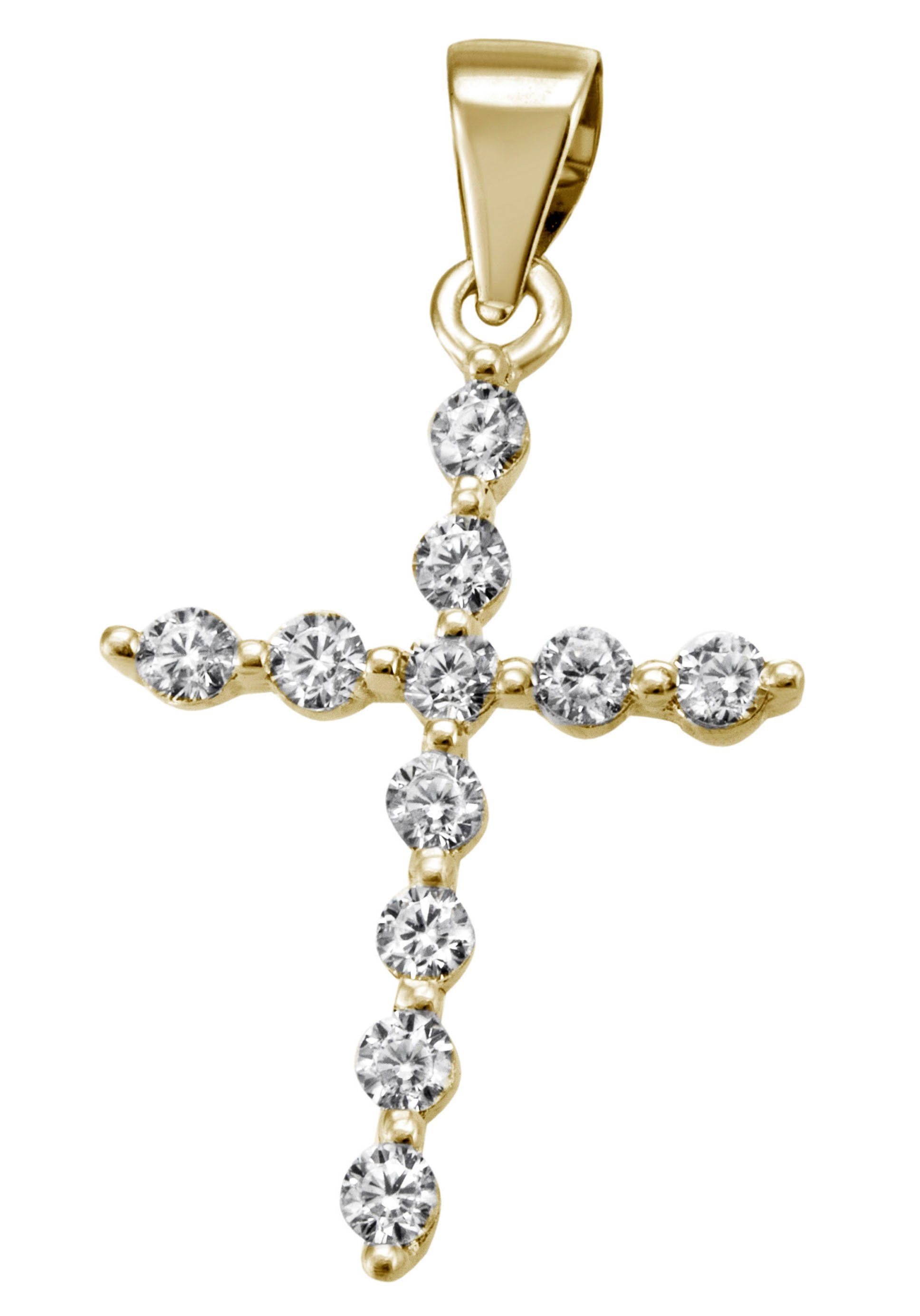 Firetti Kettenanhänger Schmuck Geschenk Silber 925 Halsschmuck Anhänger Kreuz, mit Zirkonia (synth)