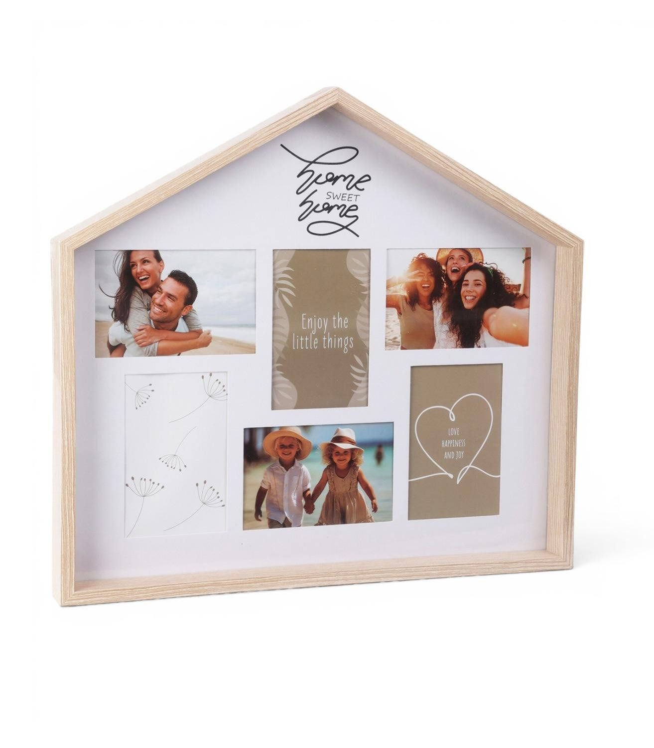 Koopman Bilderrahmen Collage HOMARA, B 47 x H x 43 x T 4 cm, Beige, Weiß, Holz, für 6 Bilder (1 St), Bildformat 10 x 15 cm