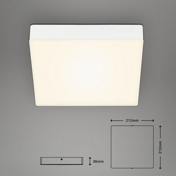 Briloner Leuchten LED Deckenleuchte 7070-016, rahmenlos, LED fest verbaut, Warmweiß, Deckenlampe, 21,2x21,2x3,6cm, Weiß, 16W, Wohnzimmer, Schlafzimmer