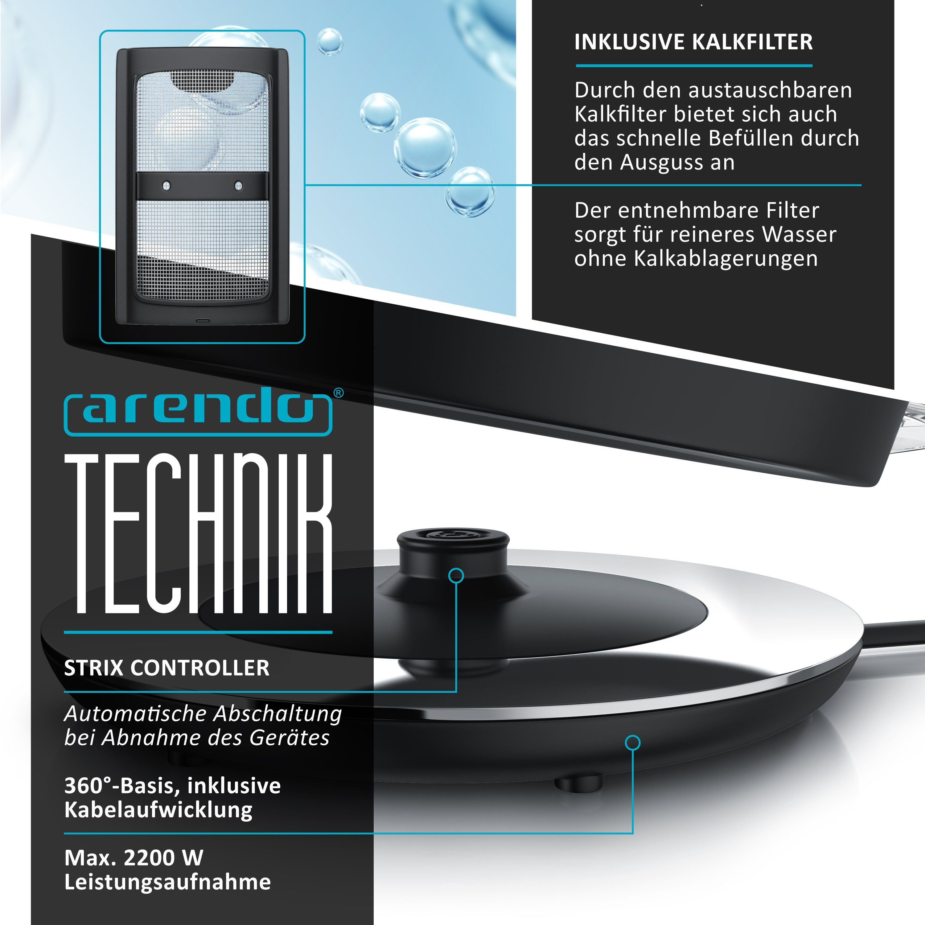 Arendo Wasserkocher Edelstahl Retro Vintage Wasserkessel mit Temperatureinstellung, 1,7 l, 2200 W, LED Anzeige mit Touch Panel, Warmhaltefunktion, Zwischenmessung