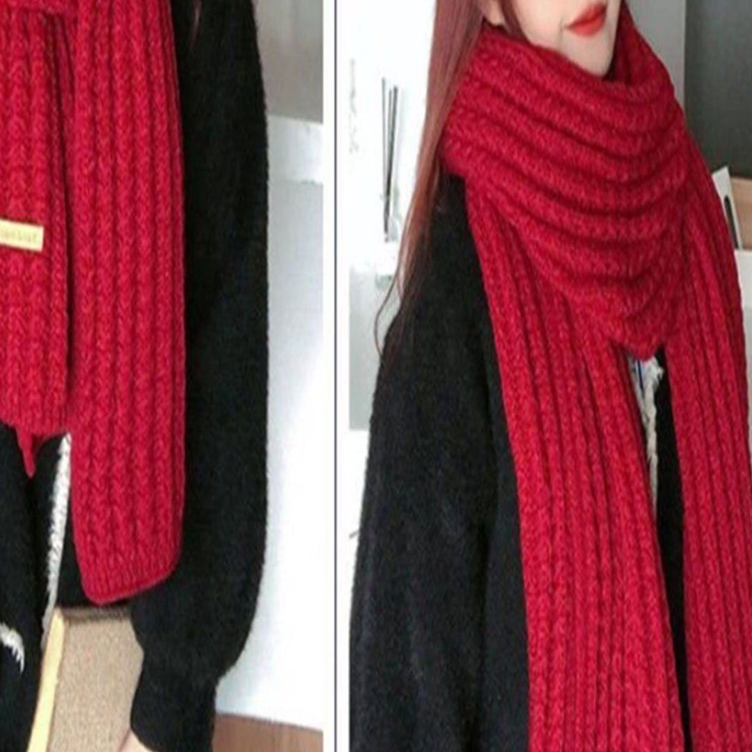 einfarbiger warmer Halstuch Damen AUKUU Winter Schal Rotwein Strickschal Schal