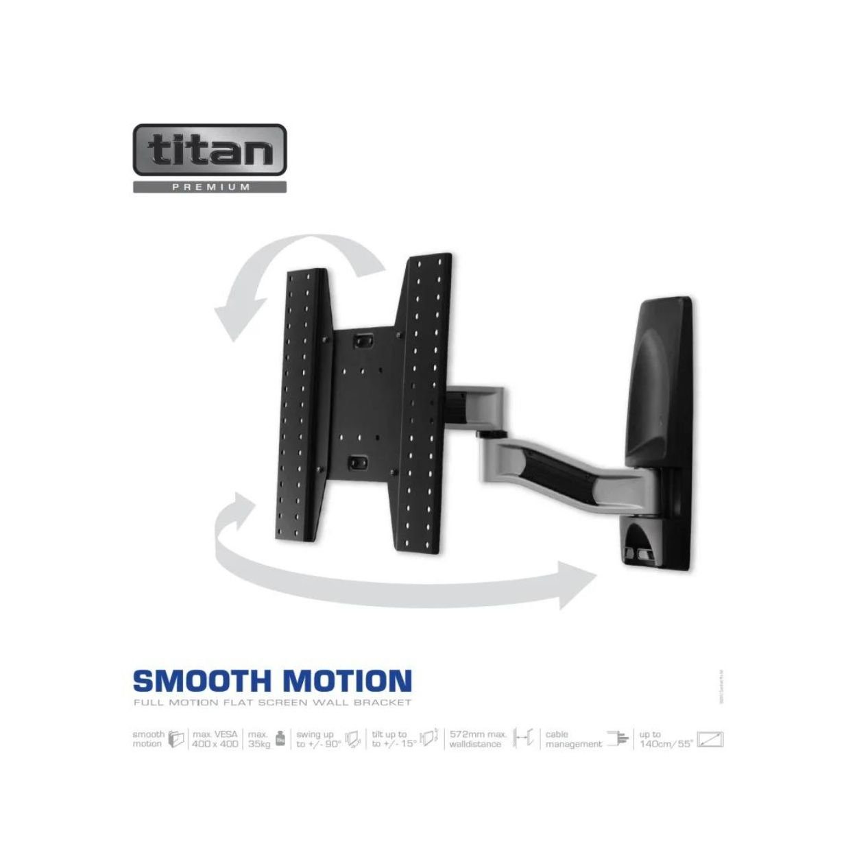 Vivanco TV-Wandhalterung, (bis 55 Zoll, 1-tlg., Verdeckte Kabelführung in den Schwenkarmen, Wandabstand 115-572 m)