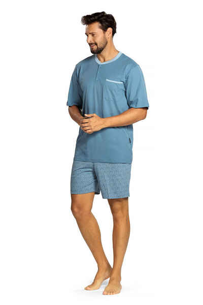 Comte Schlafanzug (Set, 2 tlg., 2-teilig) Herren Pyjama Kurzarm Baumwolle Shorty Druck