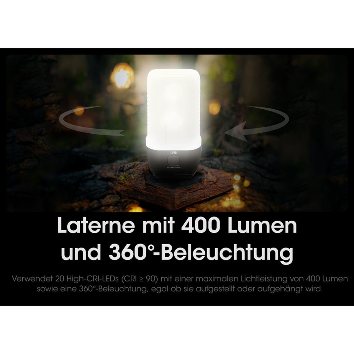 Taschenlampe, 3000 Lumen - Laterne LED Nitecore LED Powerbank, Taschenlampe LR70