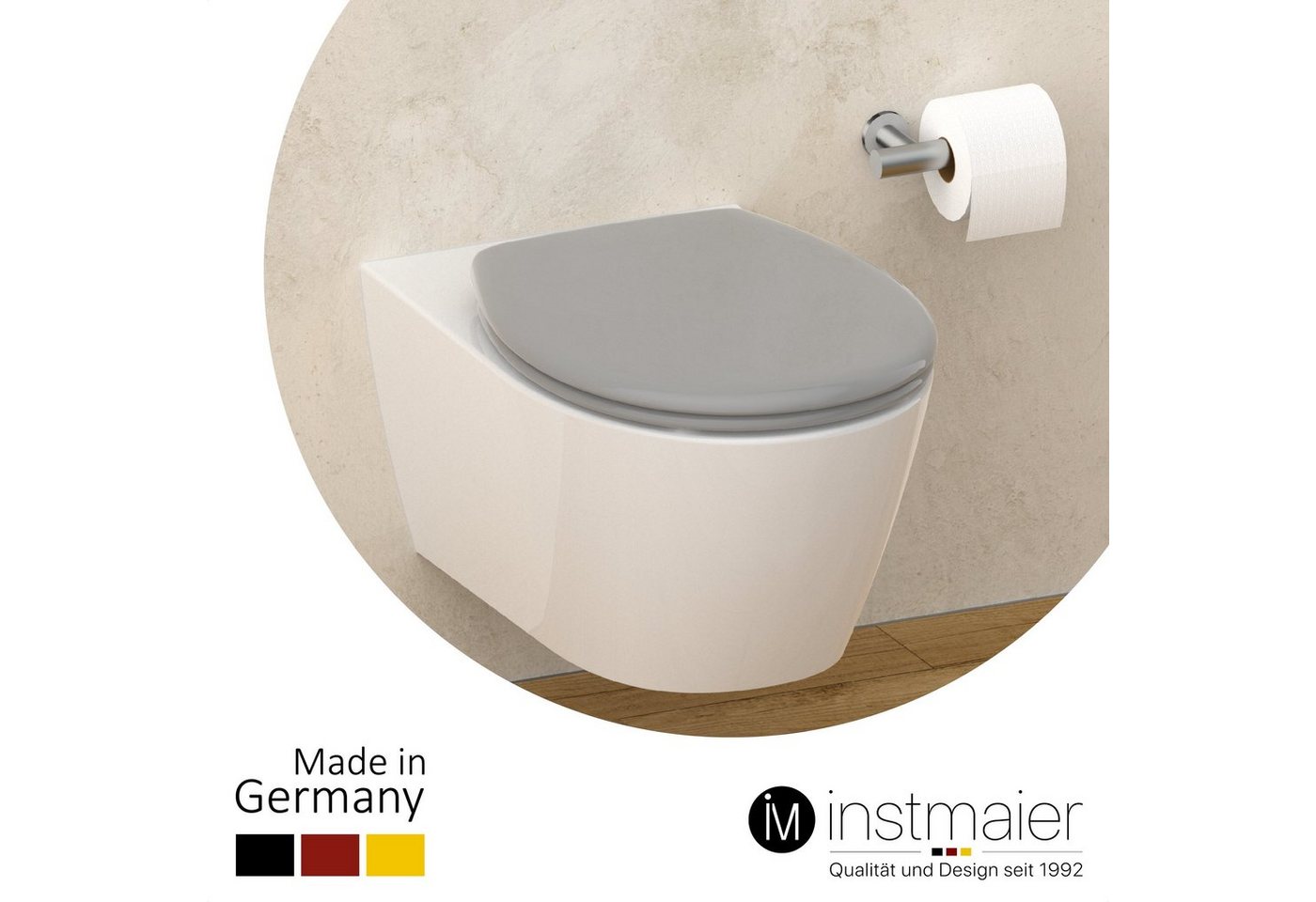 Thumbnail - instmaier WC-Sitz Made in Germany, bakterienabweisendes duroplast, bis 250kg, Manhattan-Grau, mit Absenkautomatik, zur R...