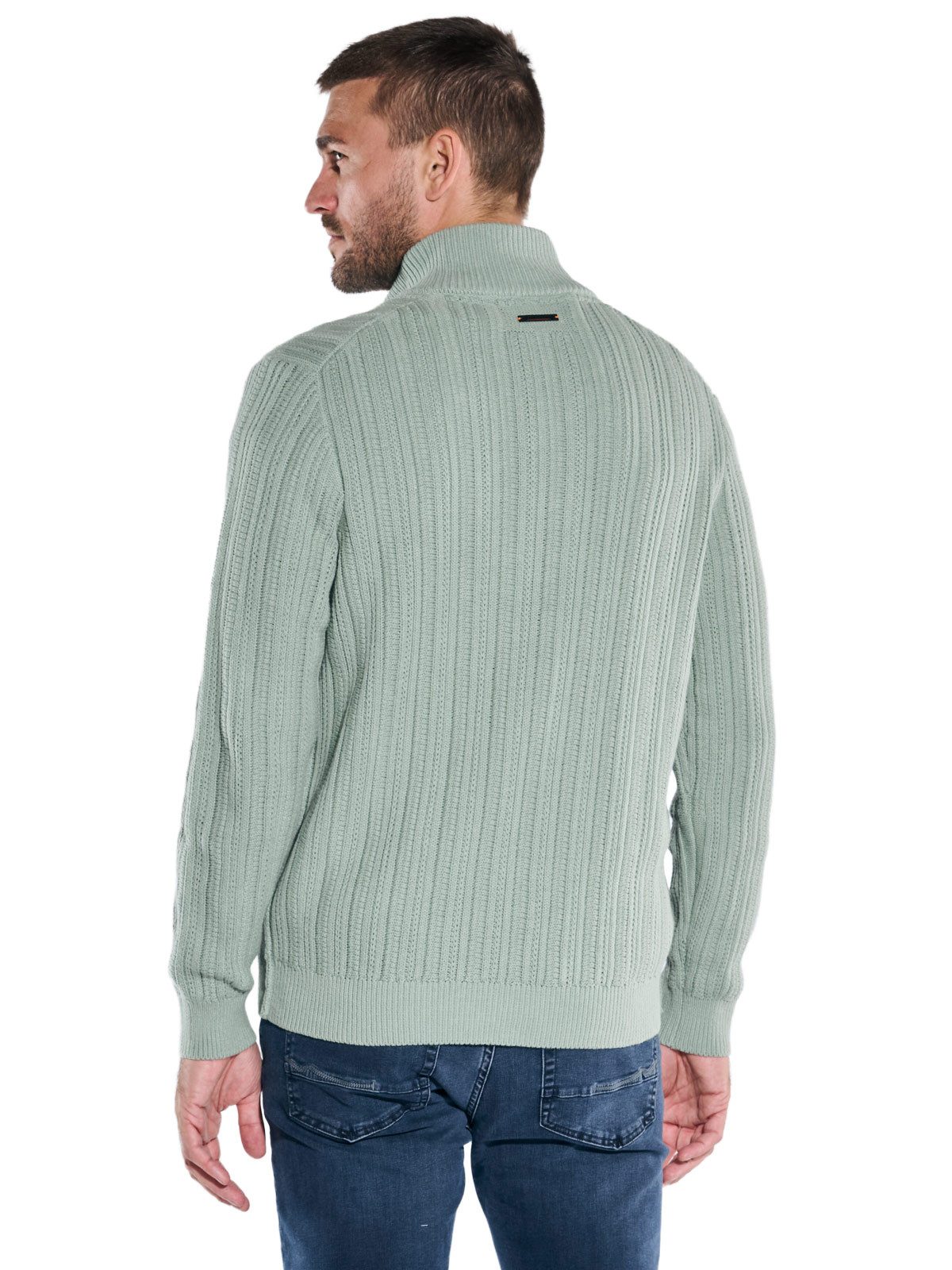 emilio adani Stehkragenpullover Herren Pullover mit Troyerkragen, Hellgruen