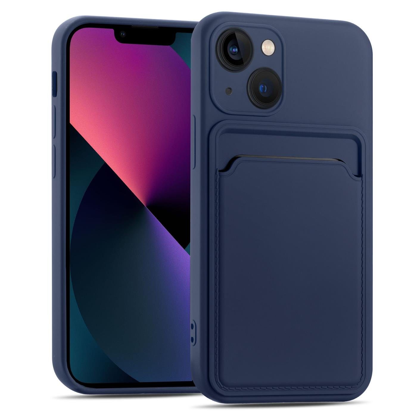 CoolGadget Handyhülle Schutzhülle mit Kartenfach für Apple iPhone 13 6,1 Zoll, Silikon Case Slim TPU Cover Tasche mit Aufbewahrung EC Karte Ausweis