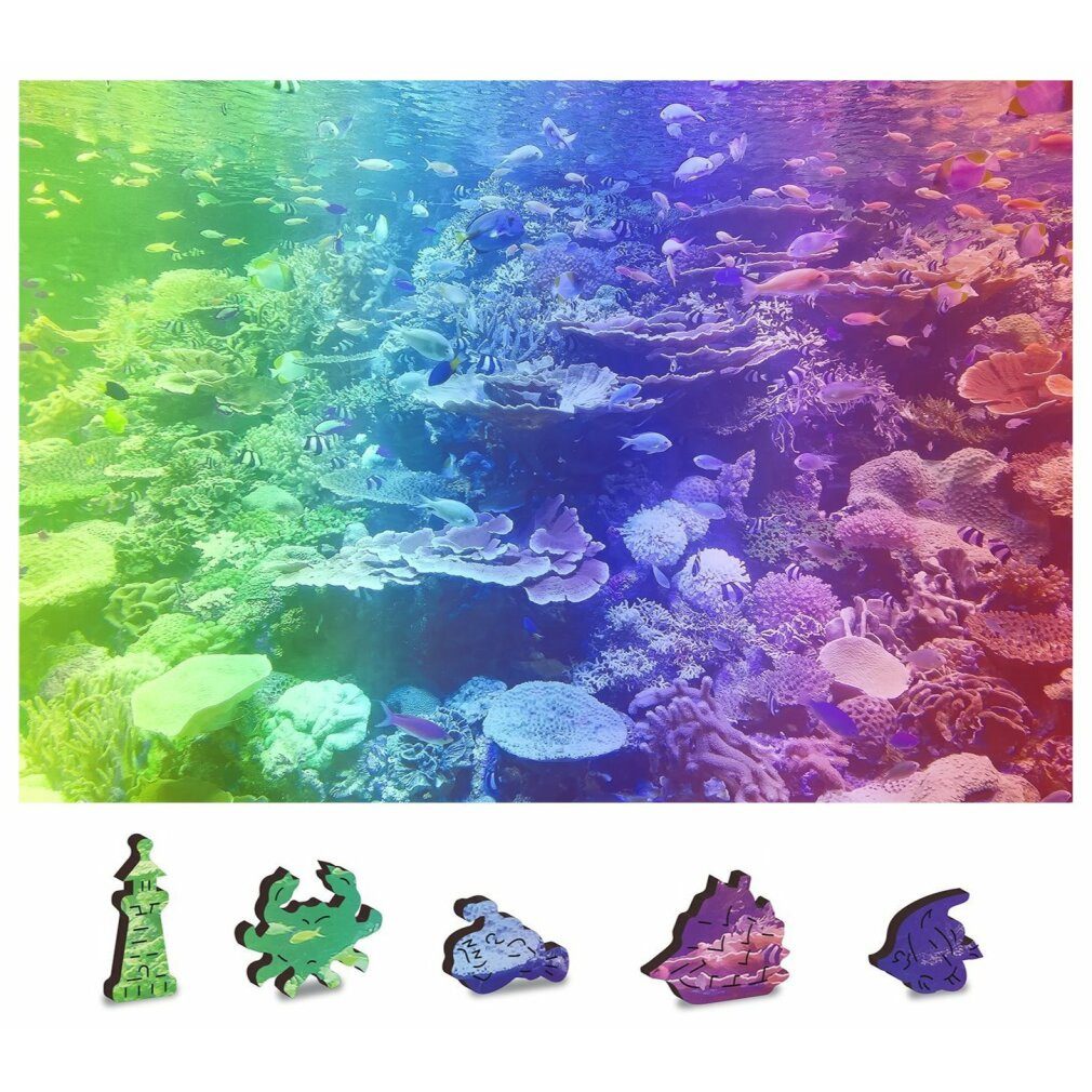 Wooden City Puzzle Holzpuzzle Coral Reef 2in1, 200 Teile ECO, Puzzleteile