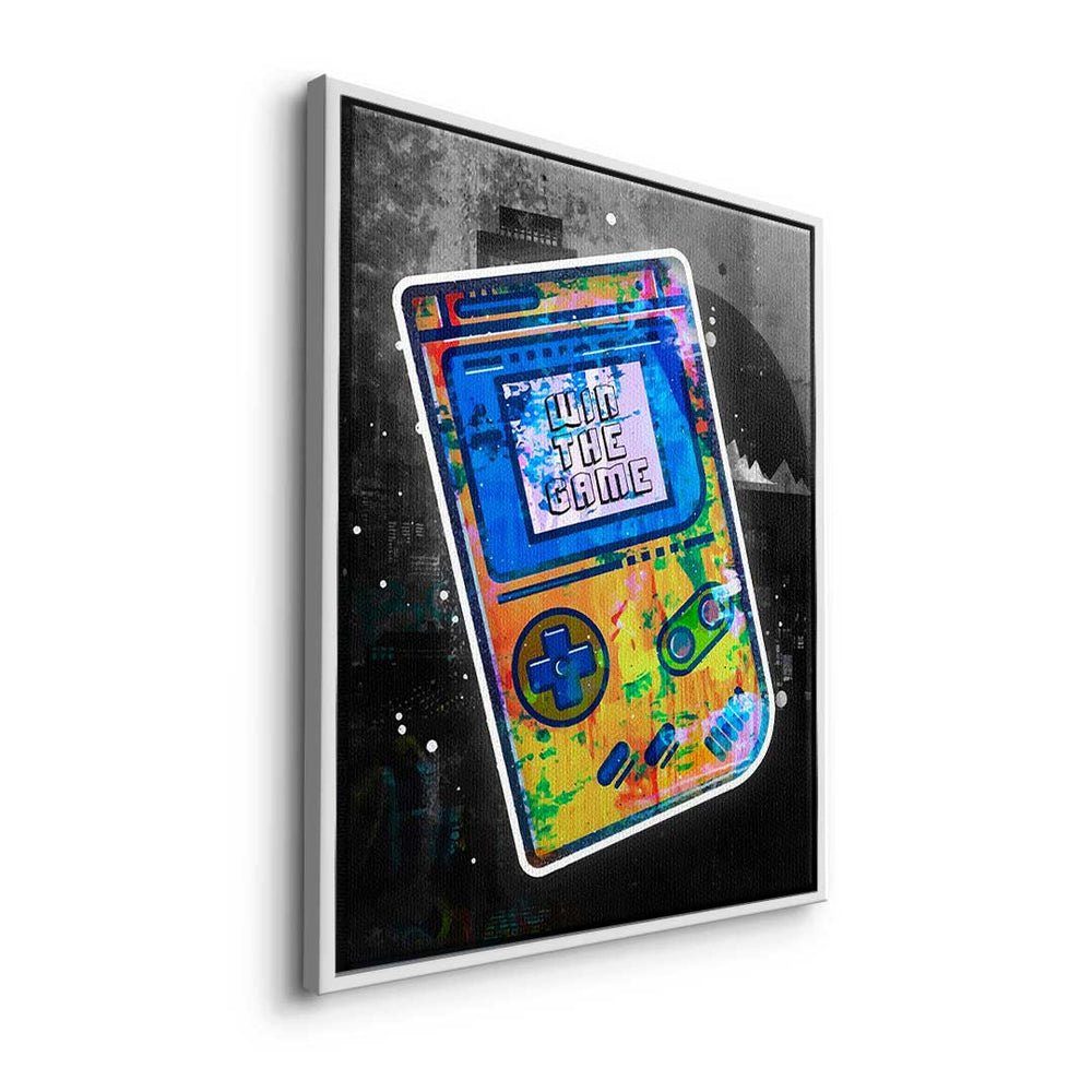 Rahmen - Game - Premium Leinwandbild, - Er Pop Art Win silberner DOTCOMCANVAS® - Motivationsbild The Leinwandbild