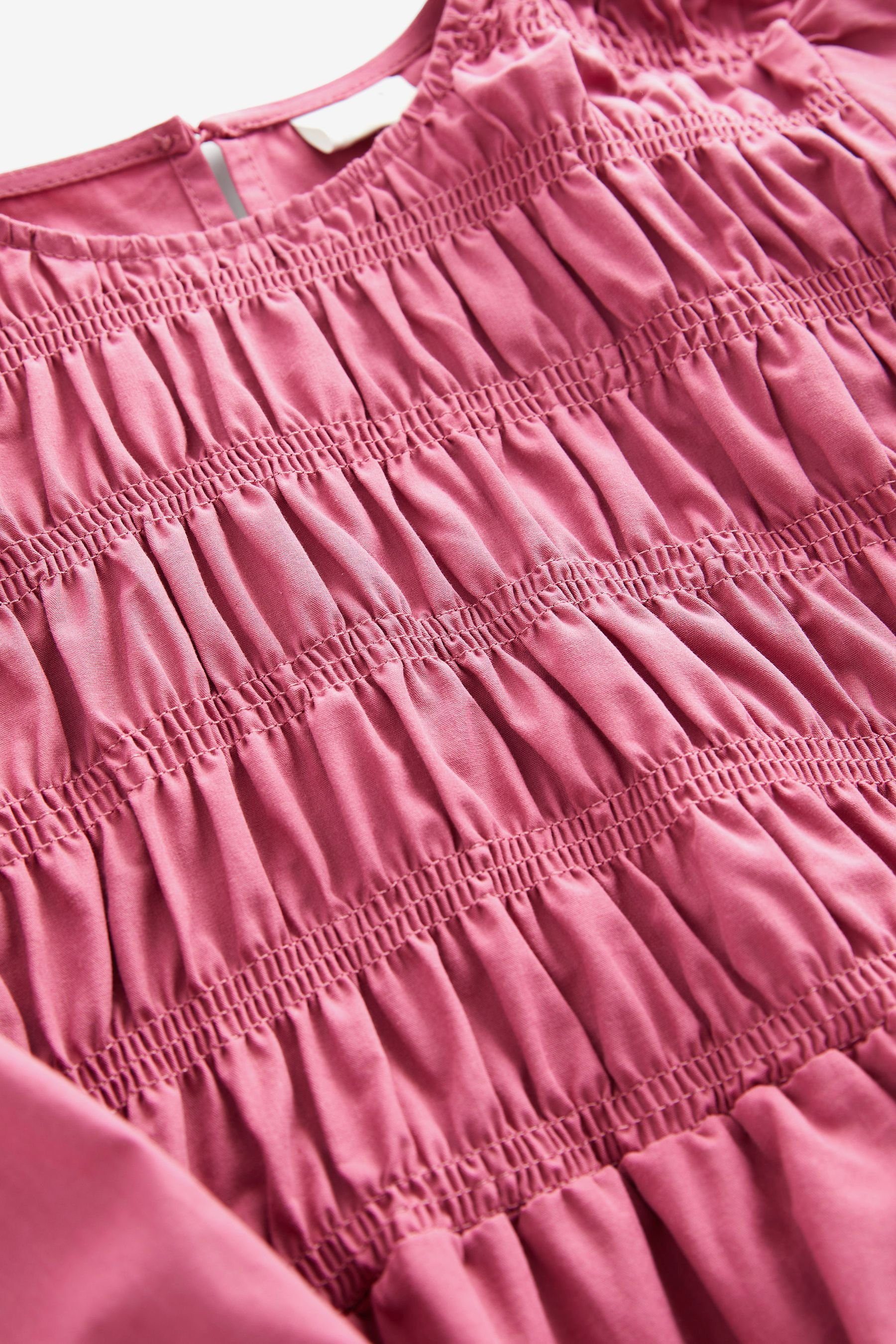 Smokkleid Baumwolle Design aus Next mit (1-tlg) gezurrtem Pink Kleid
