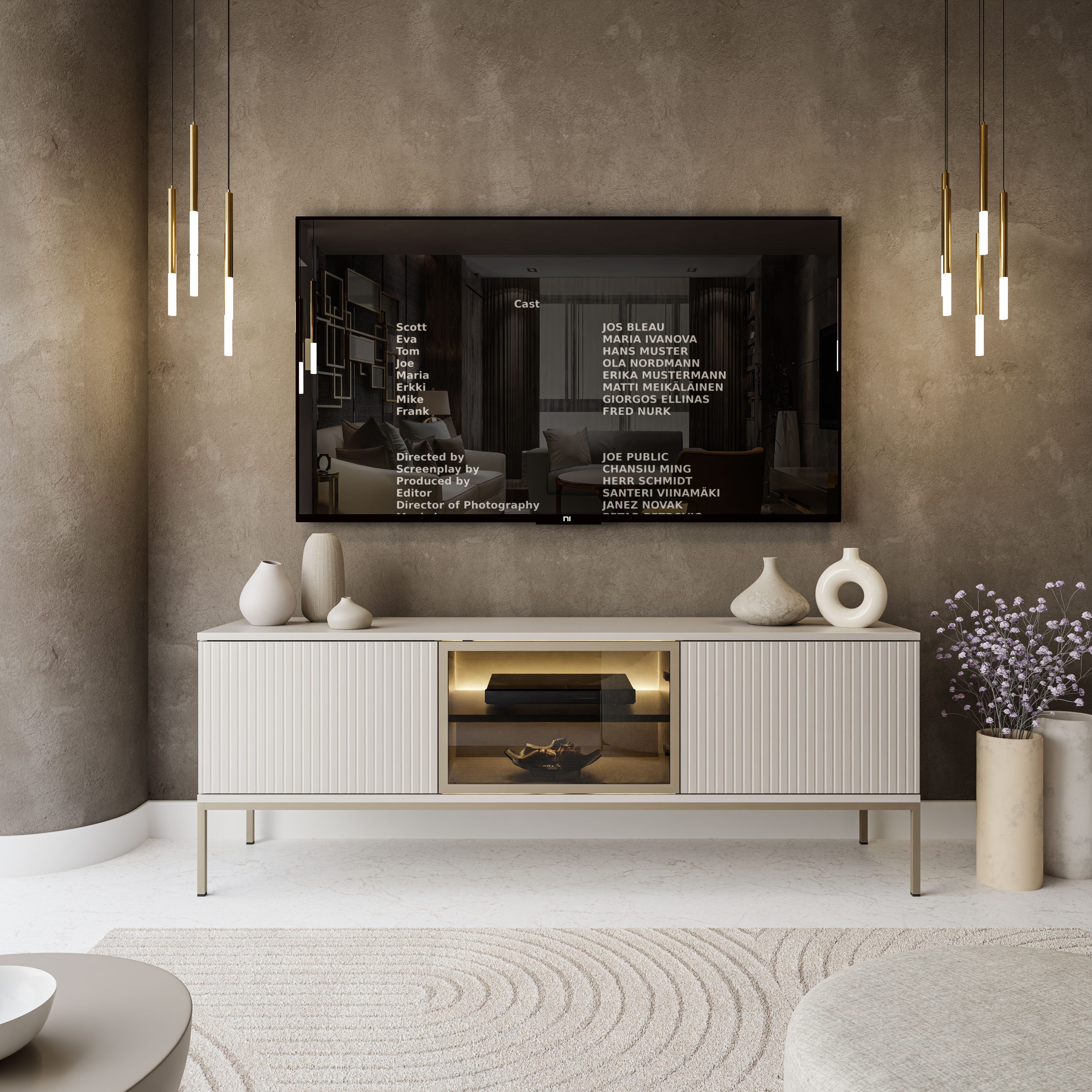 Lookway TV-Schrank ECLIPSE 154 Kaschmir mit Beleuchtung Breite: 154 cm günstig online kaufen