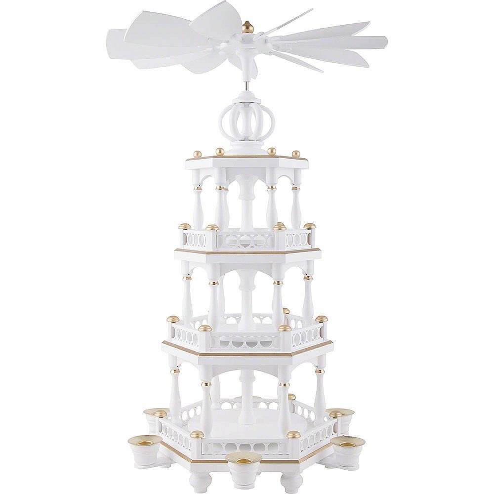 Müller Kleinkunst GmbH Seiffen Weihnachtspyramide 3-stöckige Pyramide unbestückt, weiß-gold (51cm) von Müller Kleinkunst