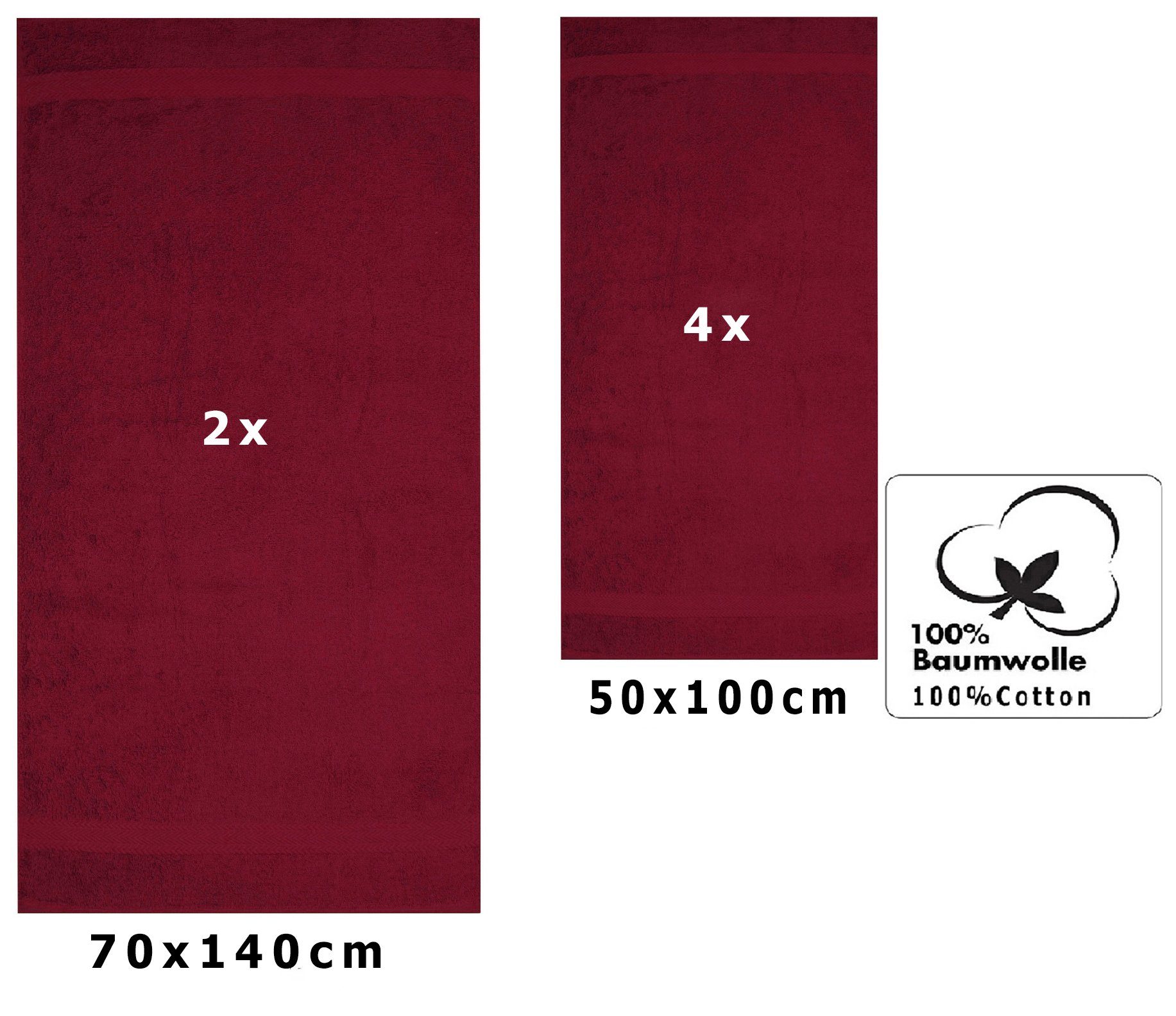 Betz Handtuch Set -6 Baumwolle, dunkelrot 100% Handtücher-Set-100% Handtuch-Set teiliges Baumwolle, PREMIUM Betz (6-tlg)