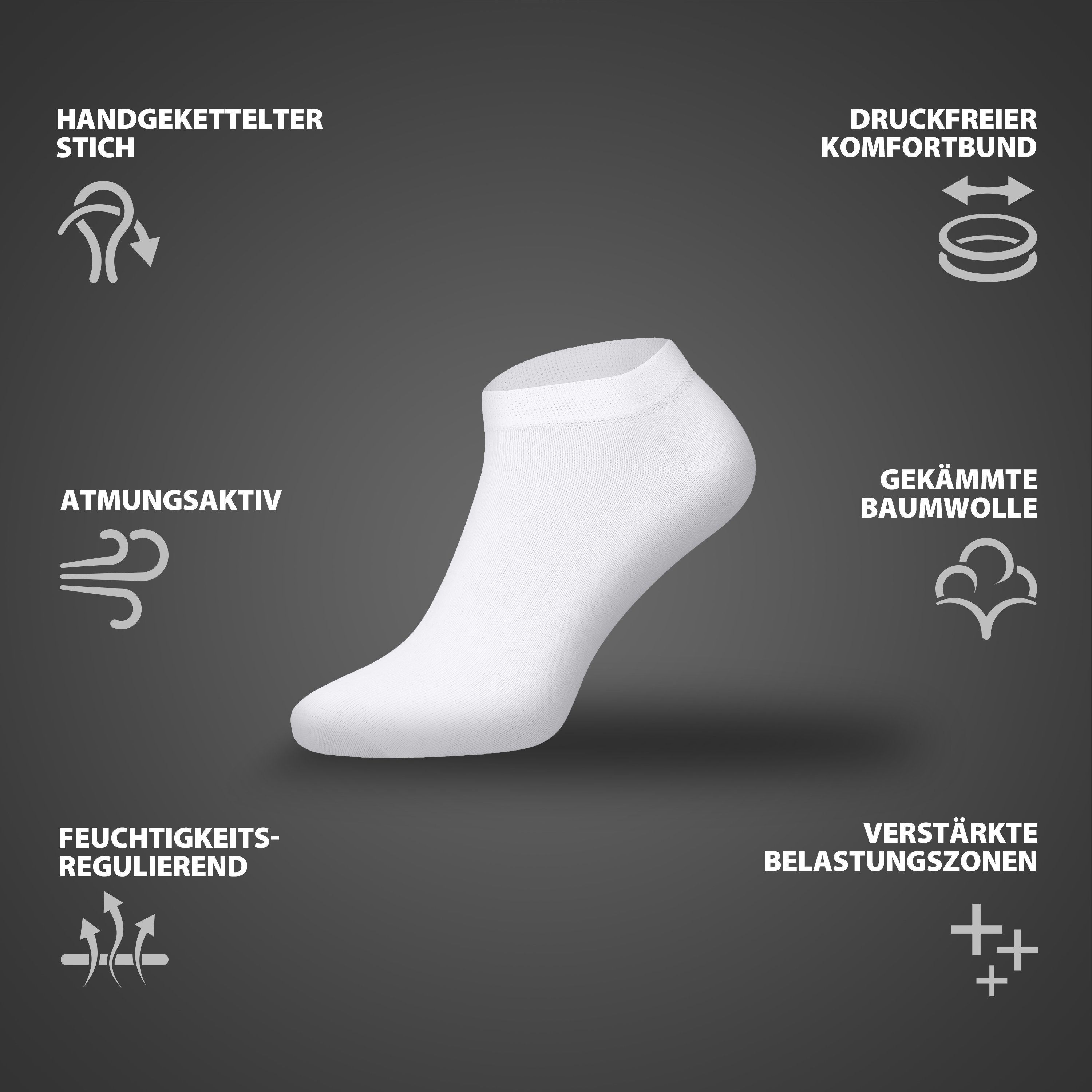 & Damen Komfortbund Baumwolle Socken Herren Grau (Beutel, Son Weiß Sneakersocken aus 5x mit für 5x 10-Paar) Burnell & Sneaker