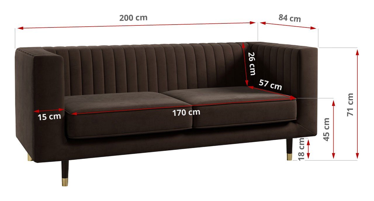 1, Sofa im Beinen, Kronos Loungemöbel mit Möbelset MKS 2 hohen MÖBEL Stil, ELMO modischen 3 Braun