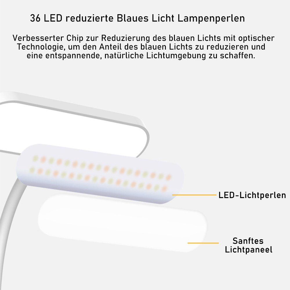 Klemme, Leselampe Leselampe zggzerg Buch 36 Leseleuchte Wiederaufladbar LED 5 LED Weiß Lichtmodi