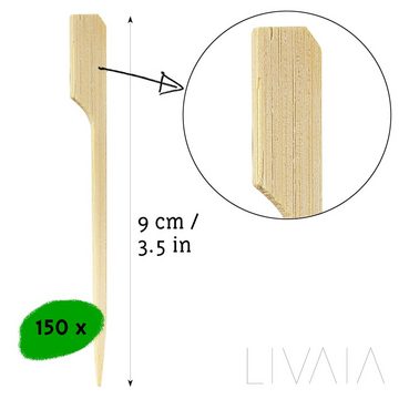 LIVAIA Partyspieße 150x Fingerfood Spieße 9cm Bambus & Holz, Holz