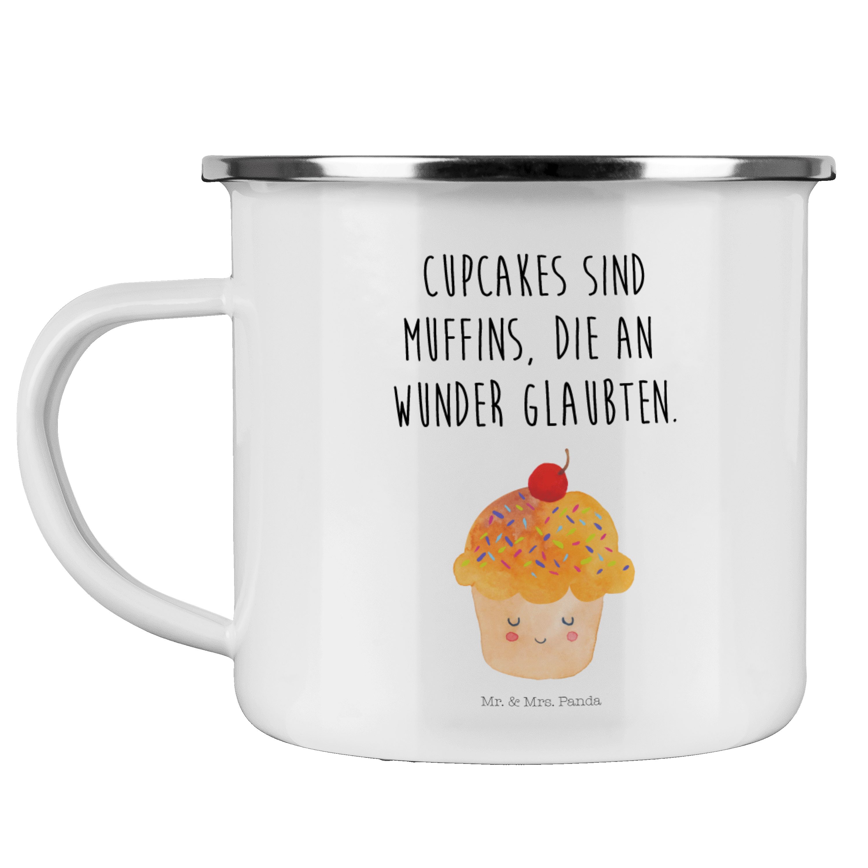 Mr. & Mrs. Panda Ed, Muffin, Motivation Tiermotive, Weiß Cupcake Geschenk, Becher Sprüche, - Emaille 